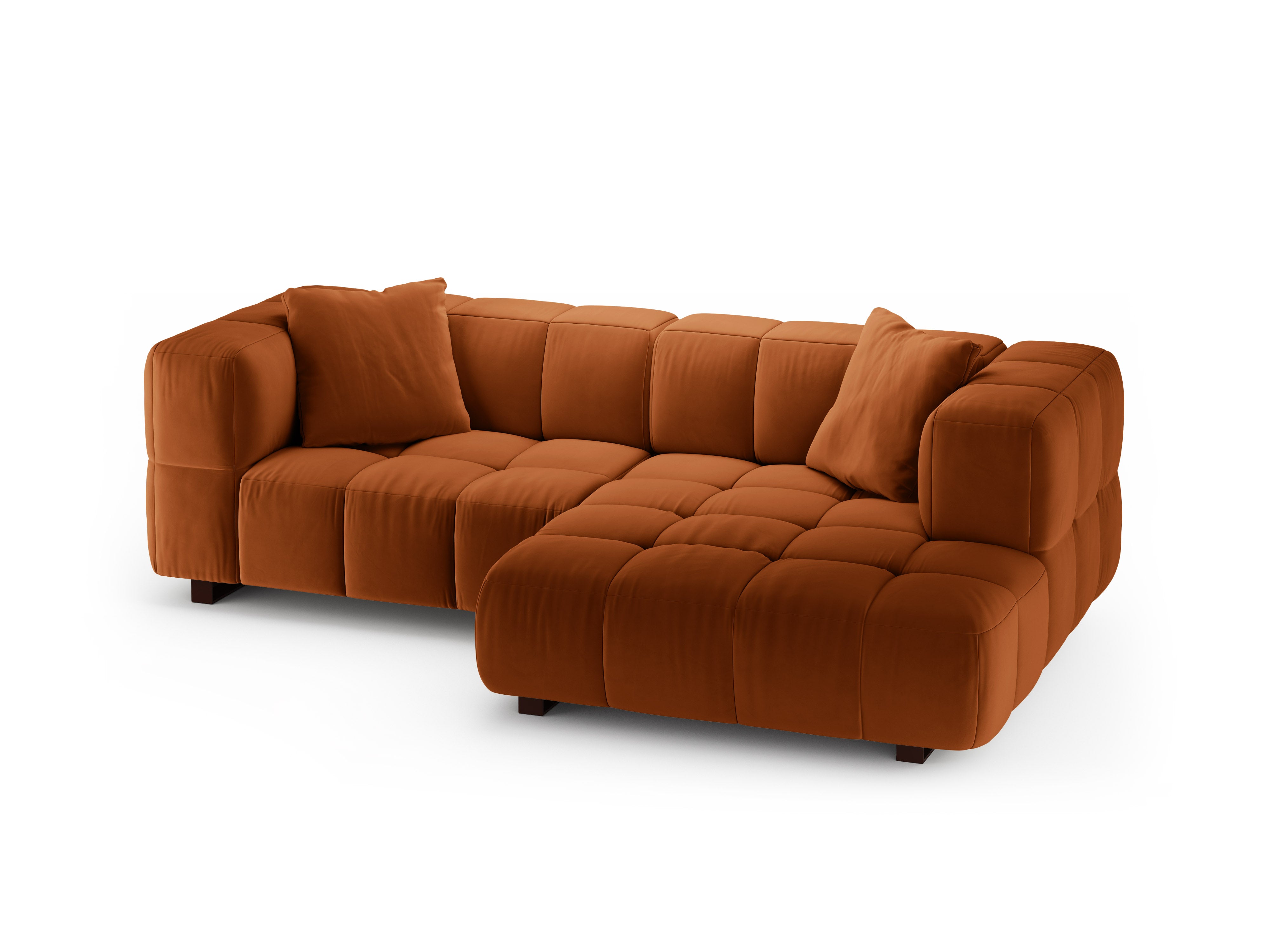 Velvet hoekbank rechts met slaapfunctie PUMA terracotta