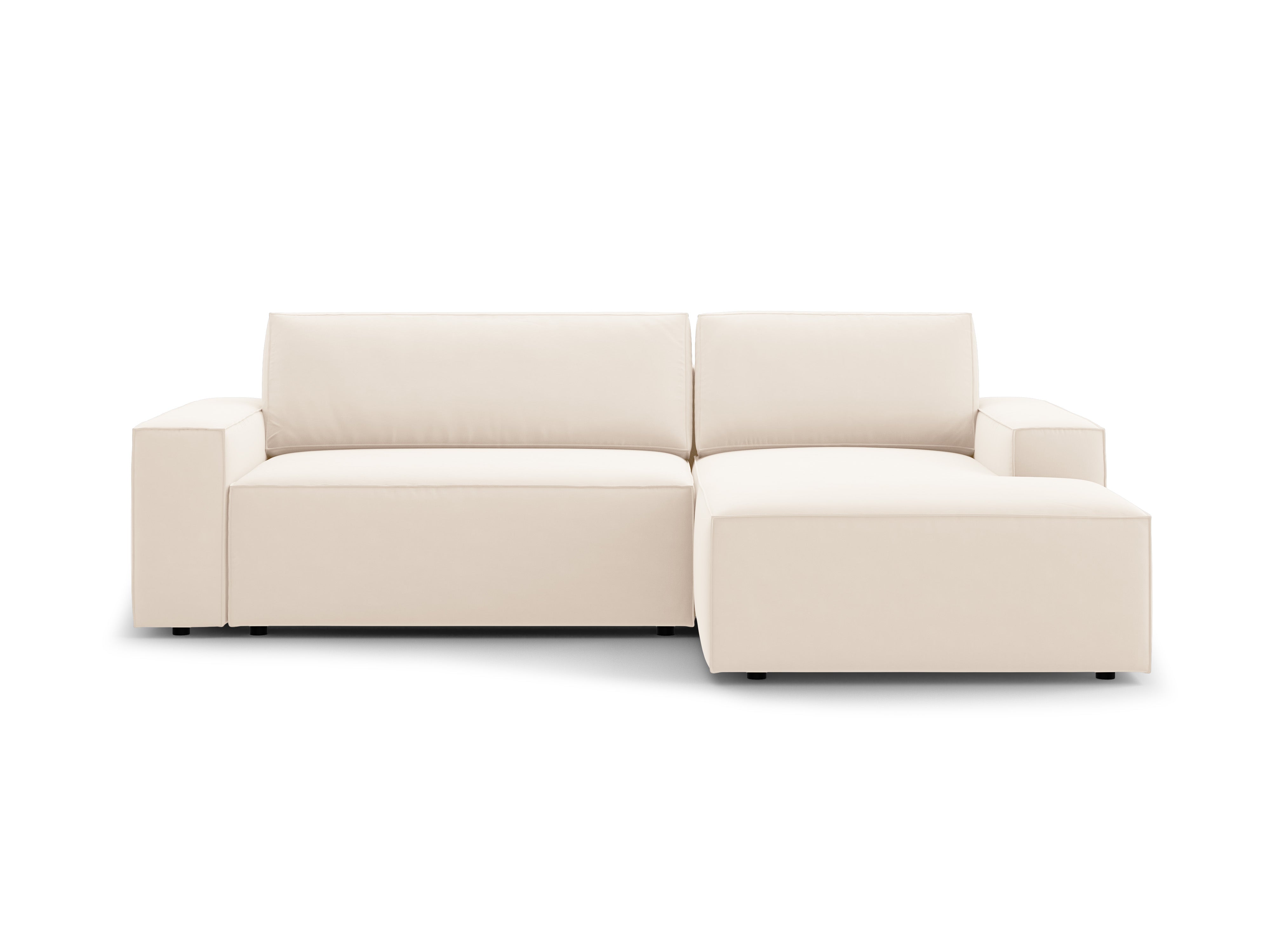 Fluwelen hoekbank rechts met slaapfunctie JODIE lichtbeige
