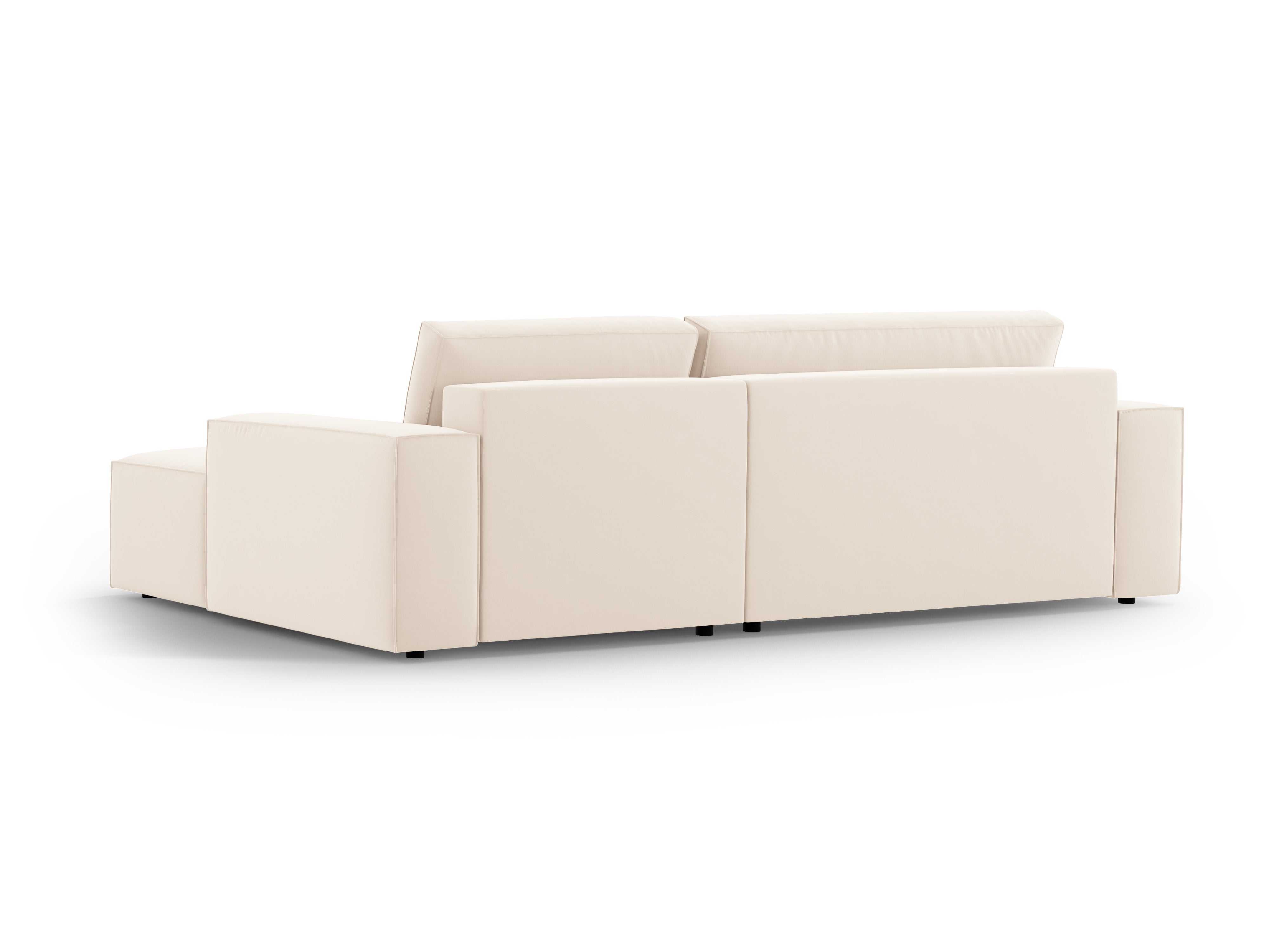 Fluwelen hoekbank rechts met slaapfunctie JODIE lichtbeige