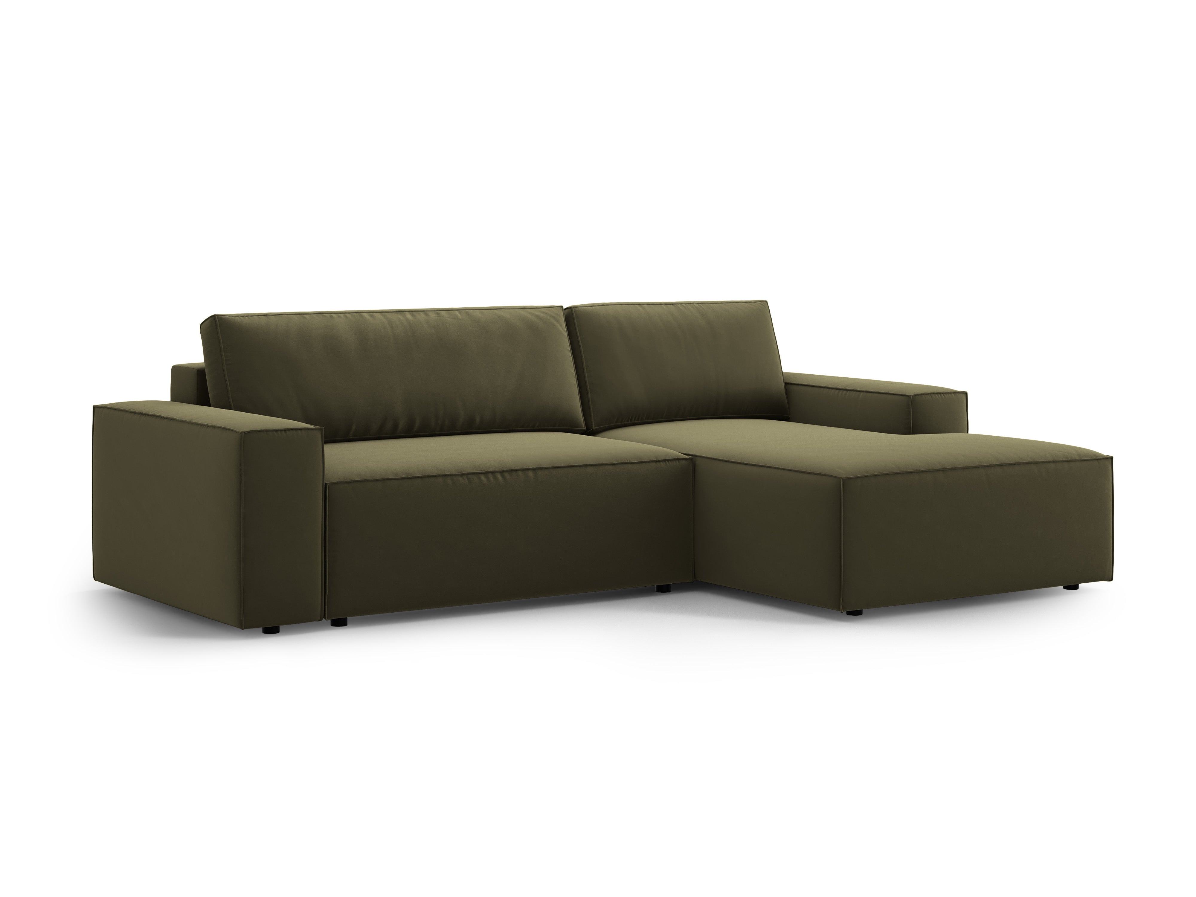 Samt-Ecksofa rechts mit Schlaffunktion JODIE grün