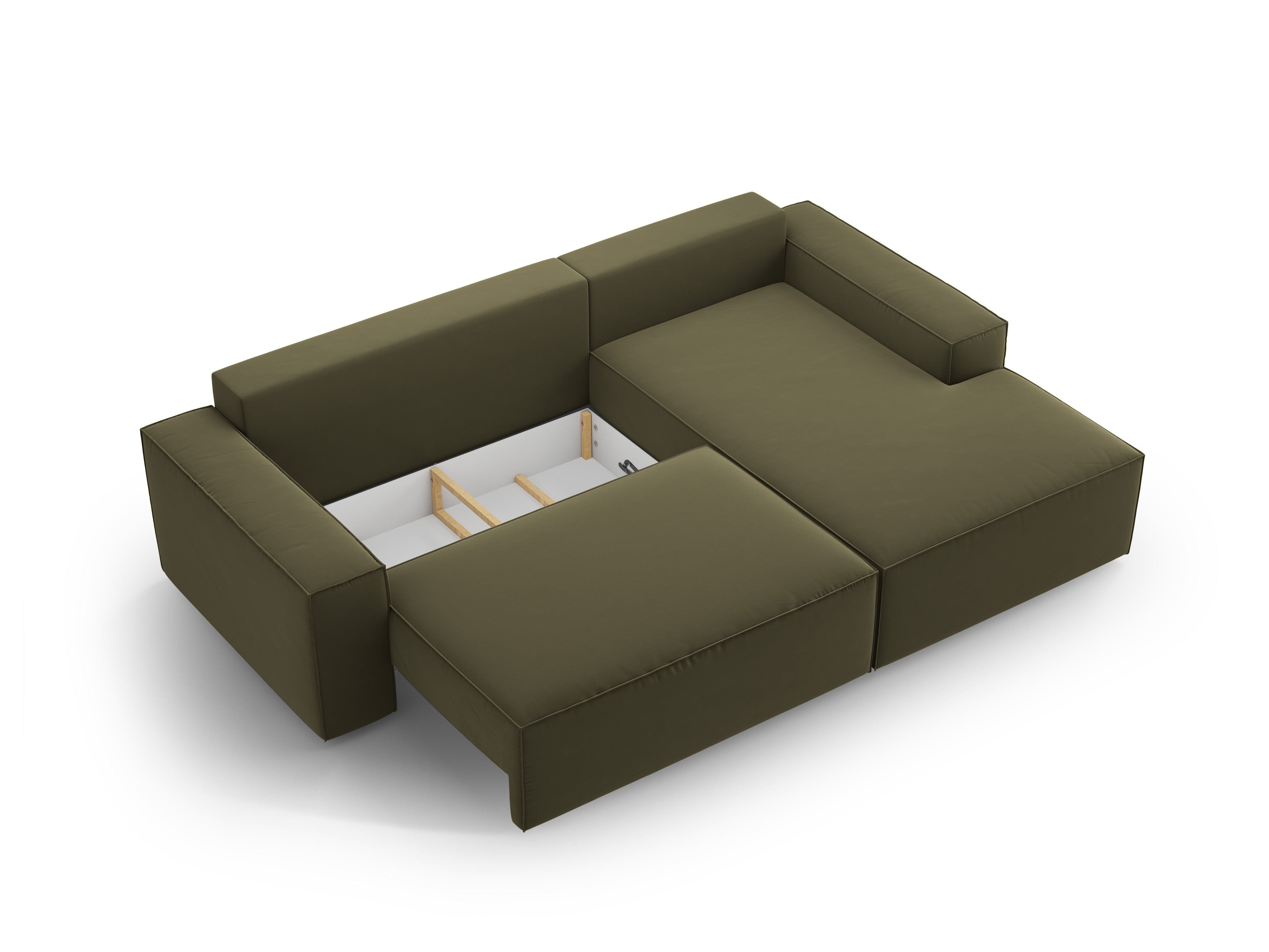 Samt-Ecksofa rechts mit Schlaffunktion JODIE grün