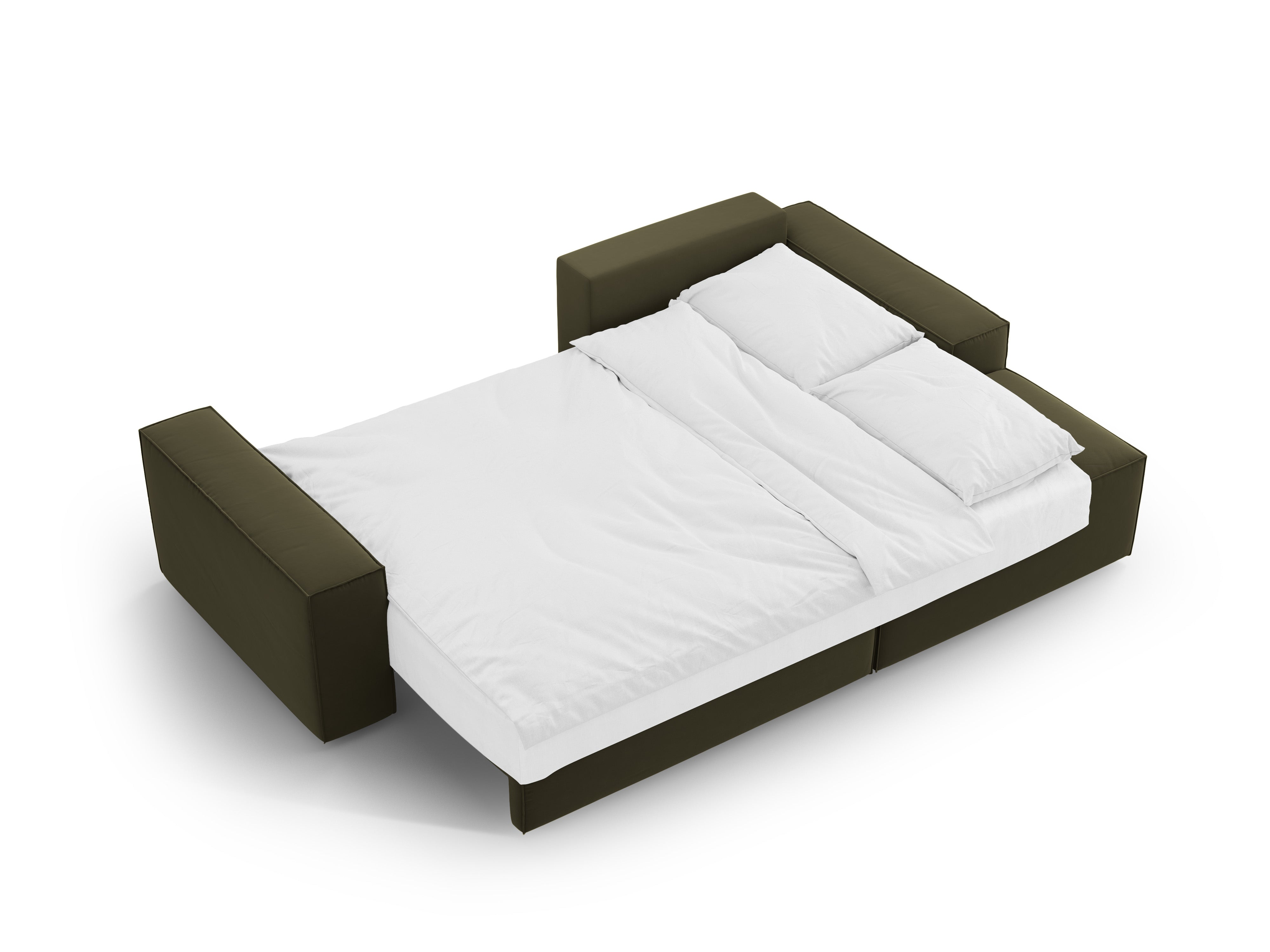 Samt-Ecksofa rechts mit Schlaffunktion JODIE grün