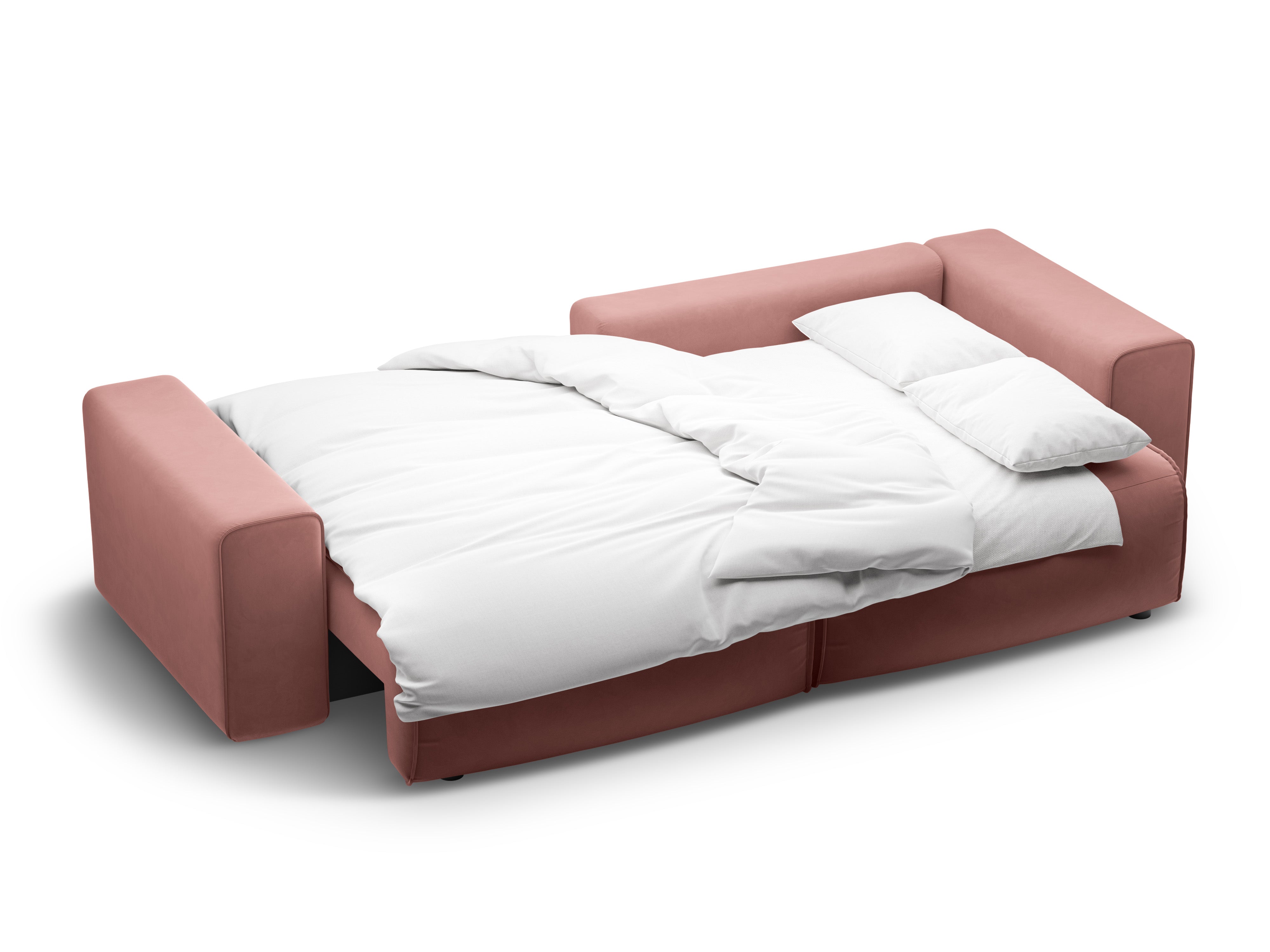 Fluwelen hoekbank rechts 3-zits met slaapfunctie VICTOR roze