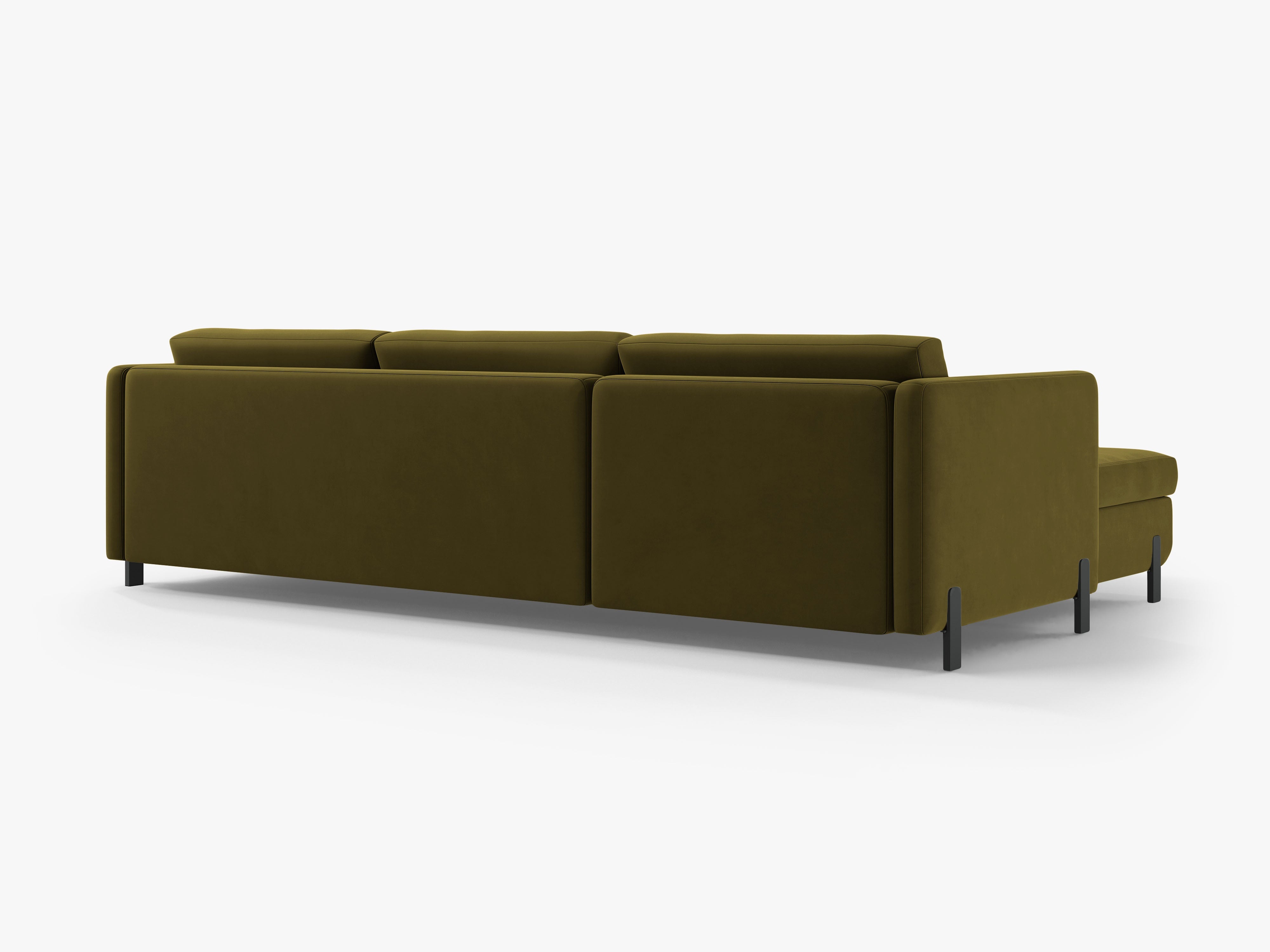Velvet right-sided corner sofa for 4 people with sleeping function GLORIA green