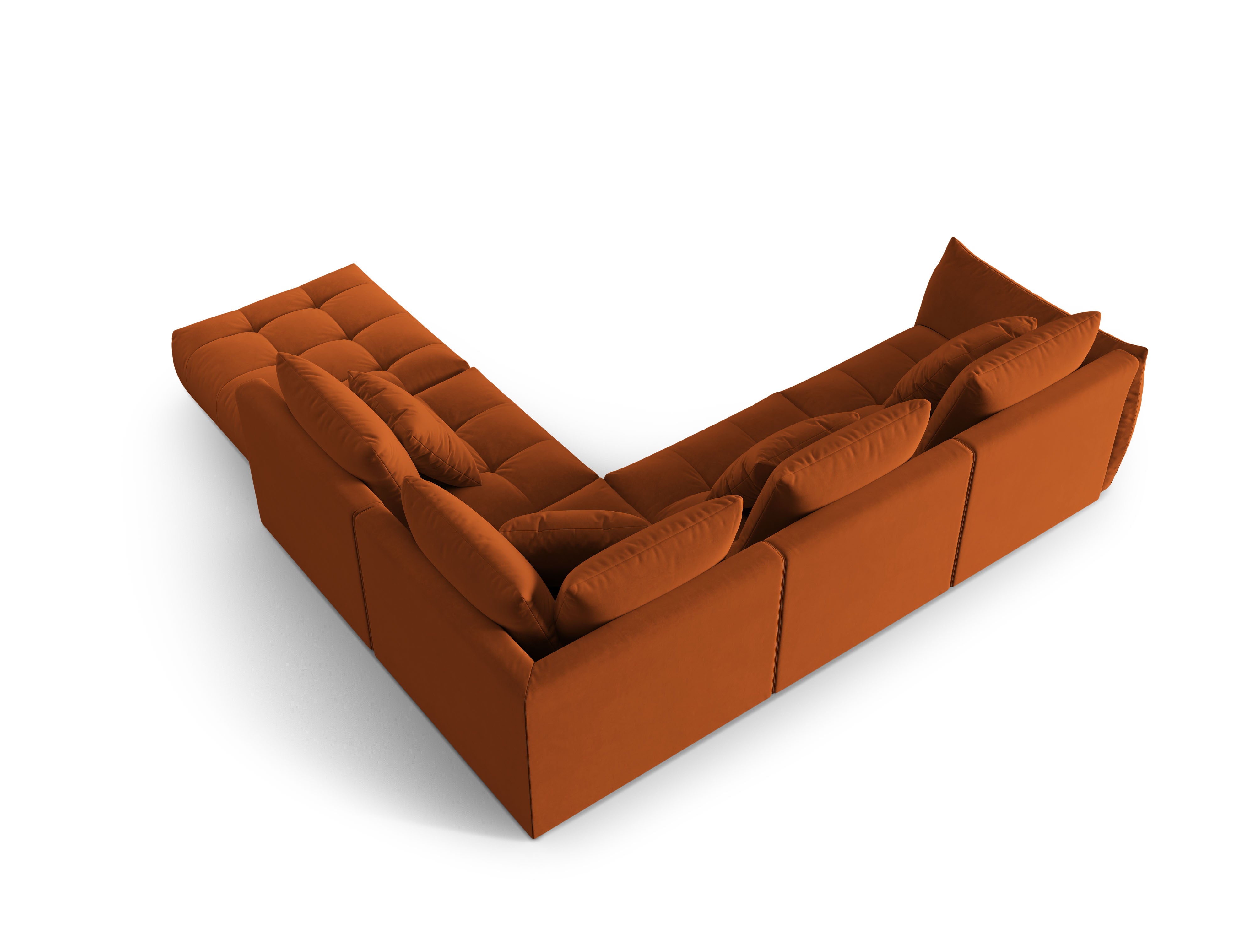Modular velvet corner sofa for 4 people right-facing BLOOM terracotta