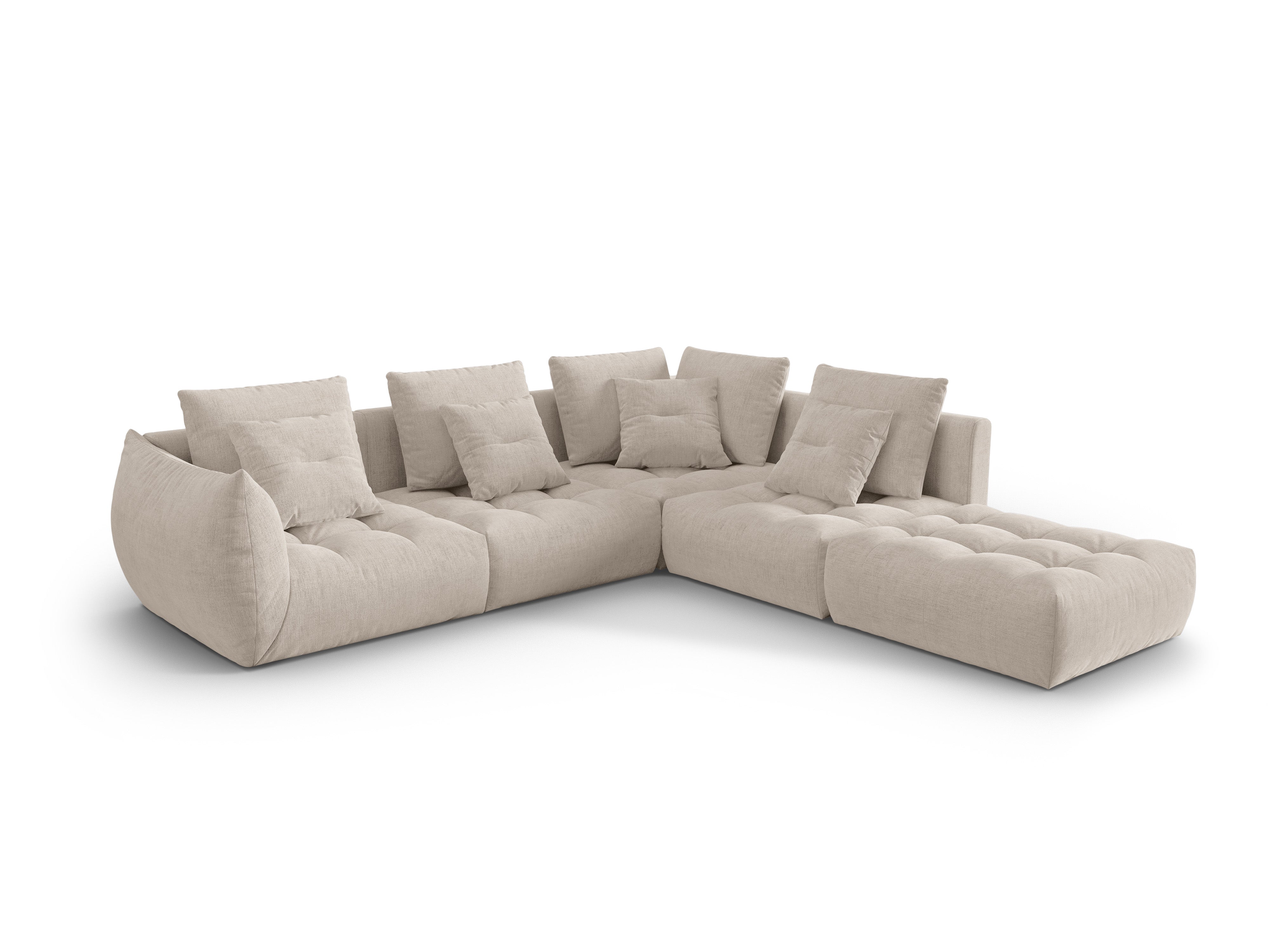 Modular corner sofa for 4 people right-hand side BLOOM dark beige chenille