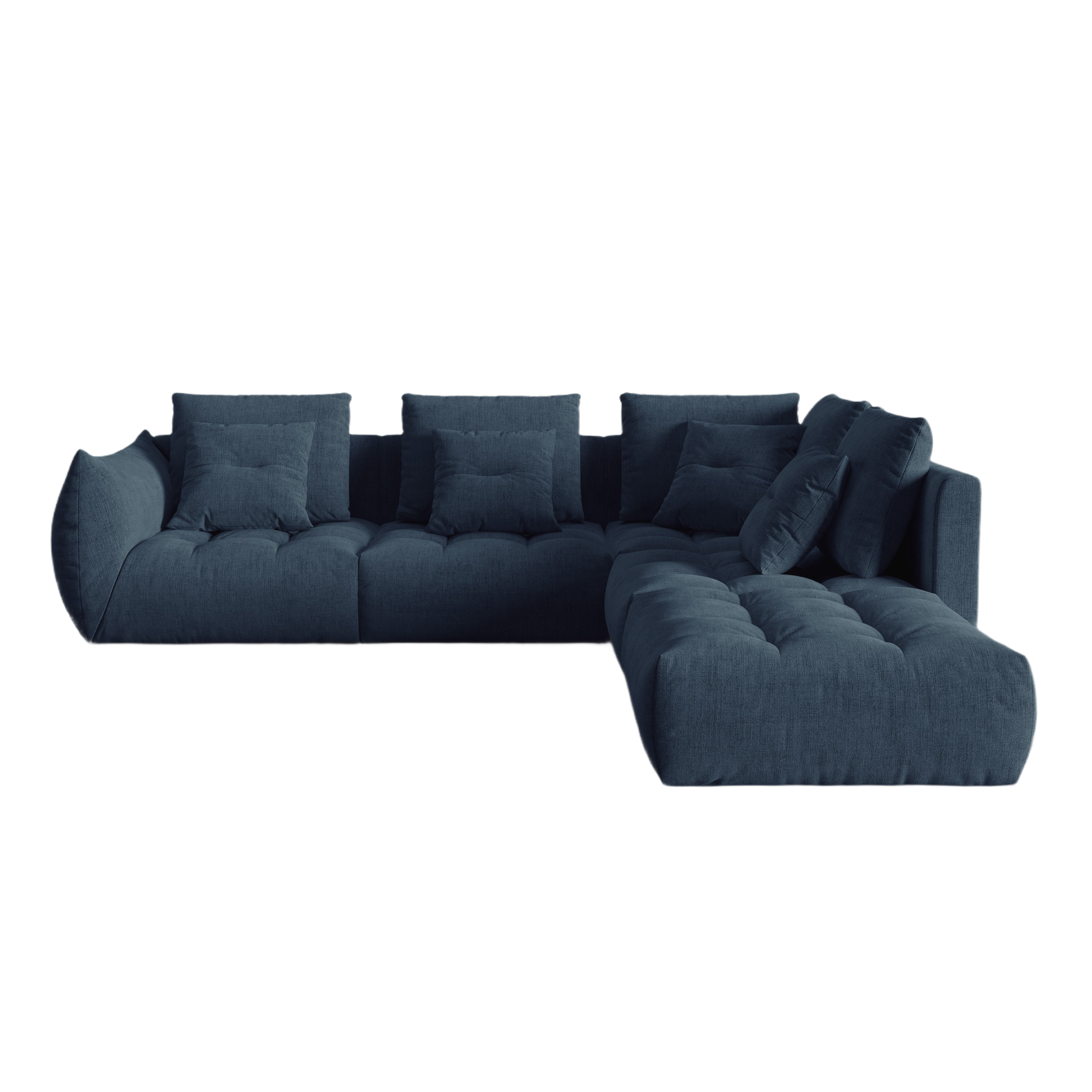 Modulaire hoekbank voor 4 personen rechtszijdig BLOOM donkerblauwe chenille