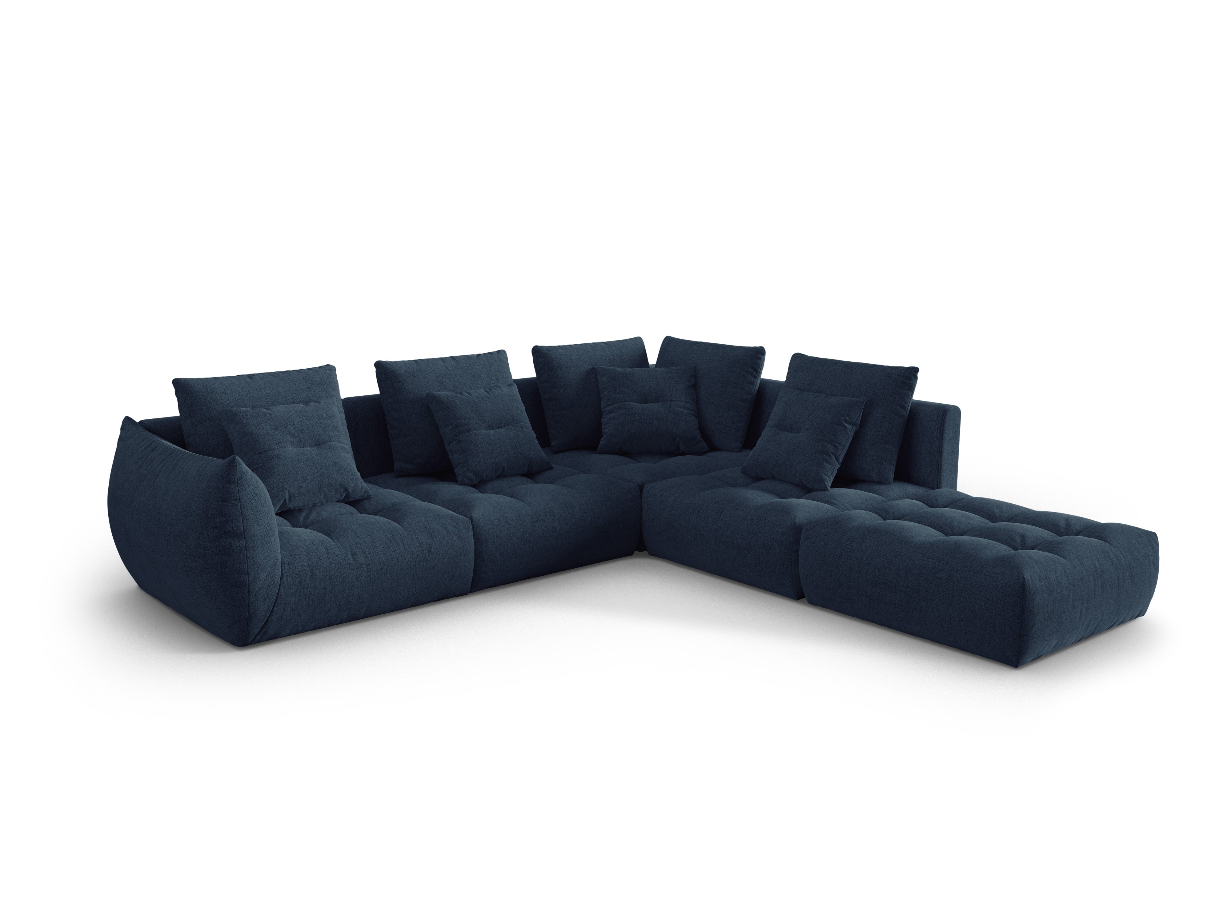 Modulaire hoekbank voor 4 personen rechtszijdig BLOOM donkerblauwe chenille