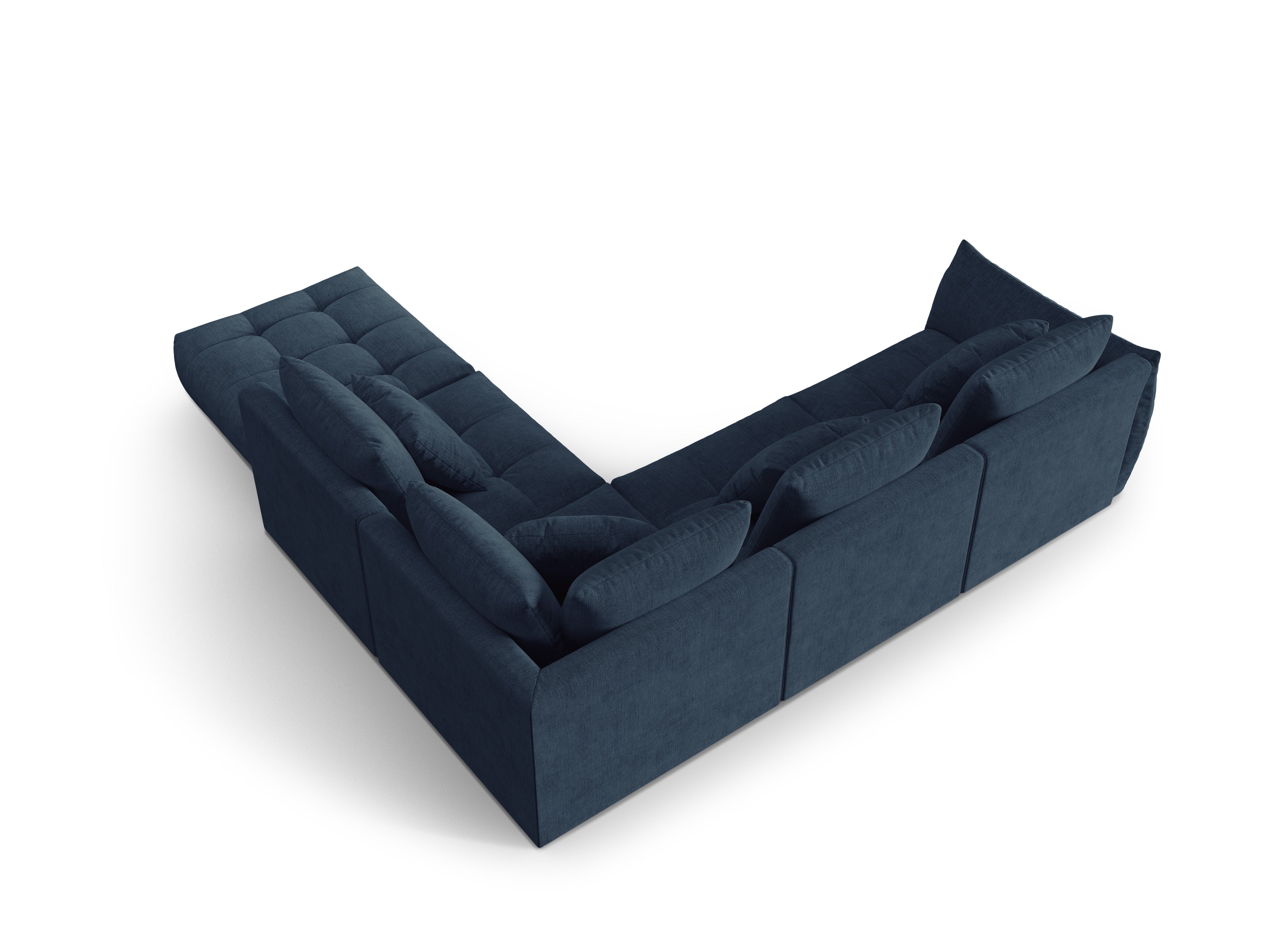 Modulaire hoekbank voor 4 personen rechtszijdig BLOOM donkerblauwe chenille