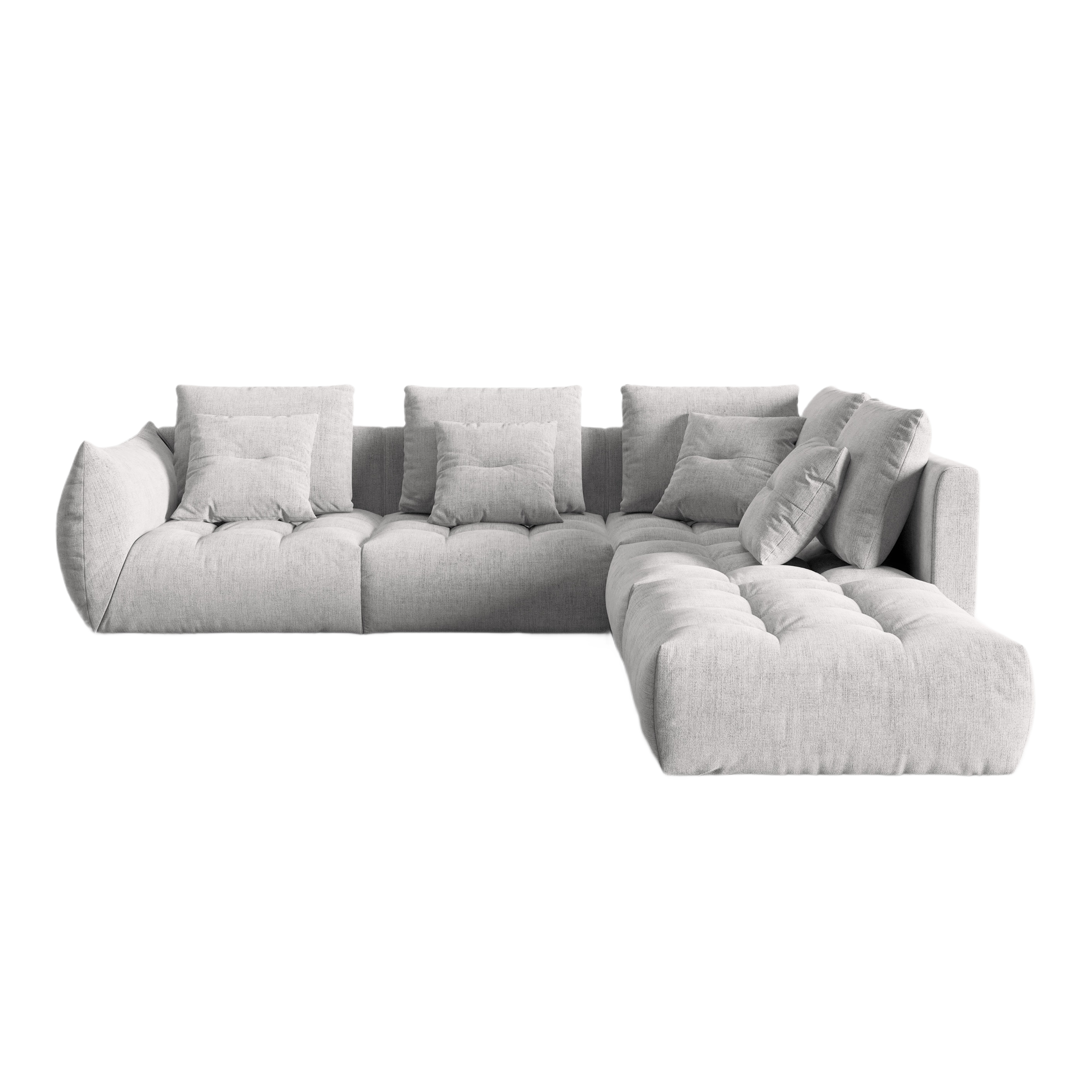 4-seater right-facing modular corner sofa BLOOM silver chenille