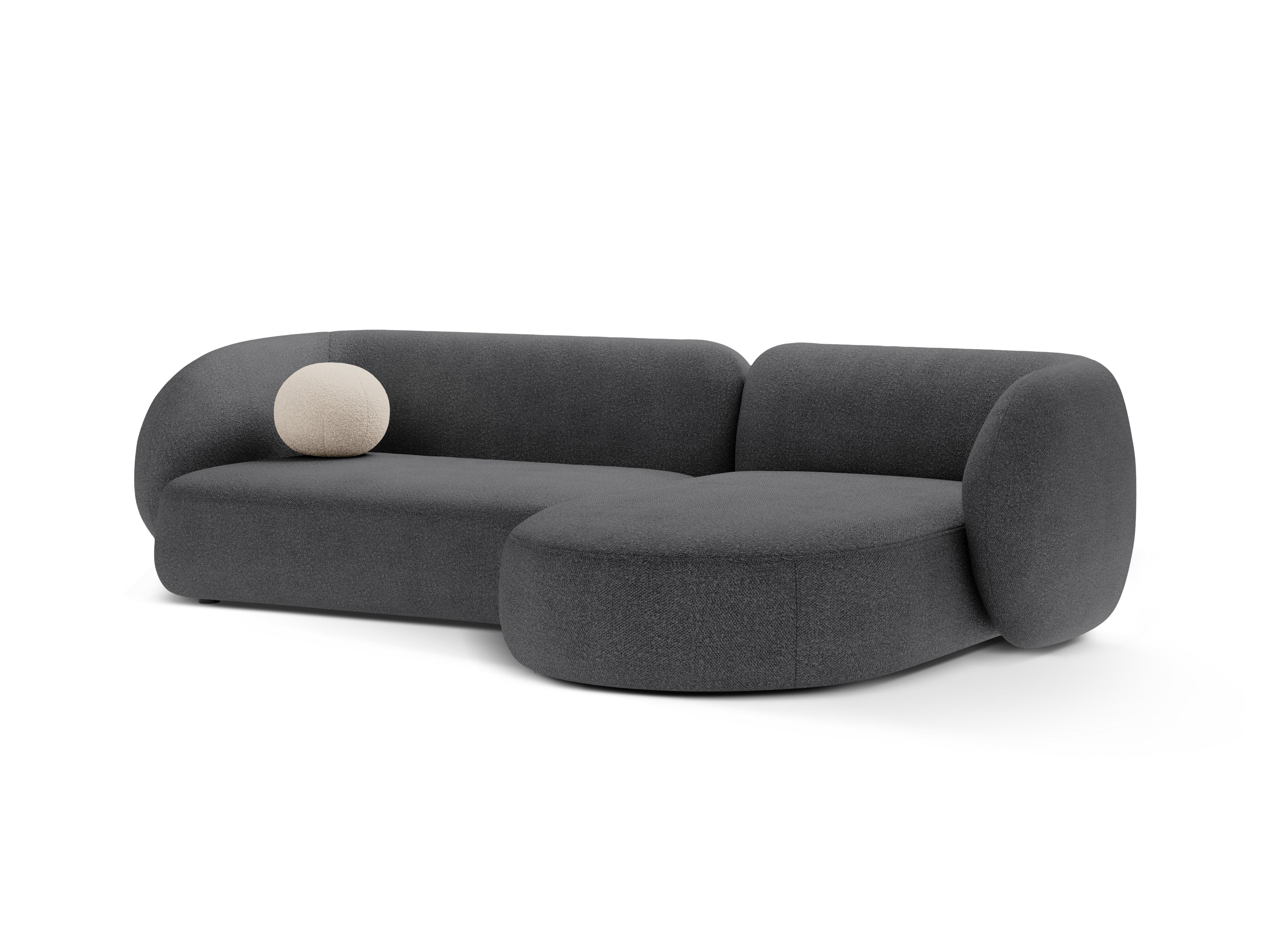 Right-facing 3-seater sofa KATE dark gray boucle