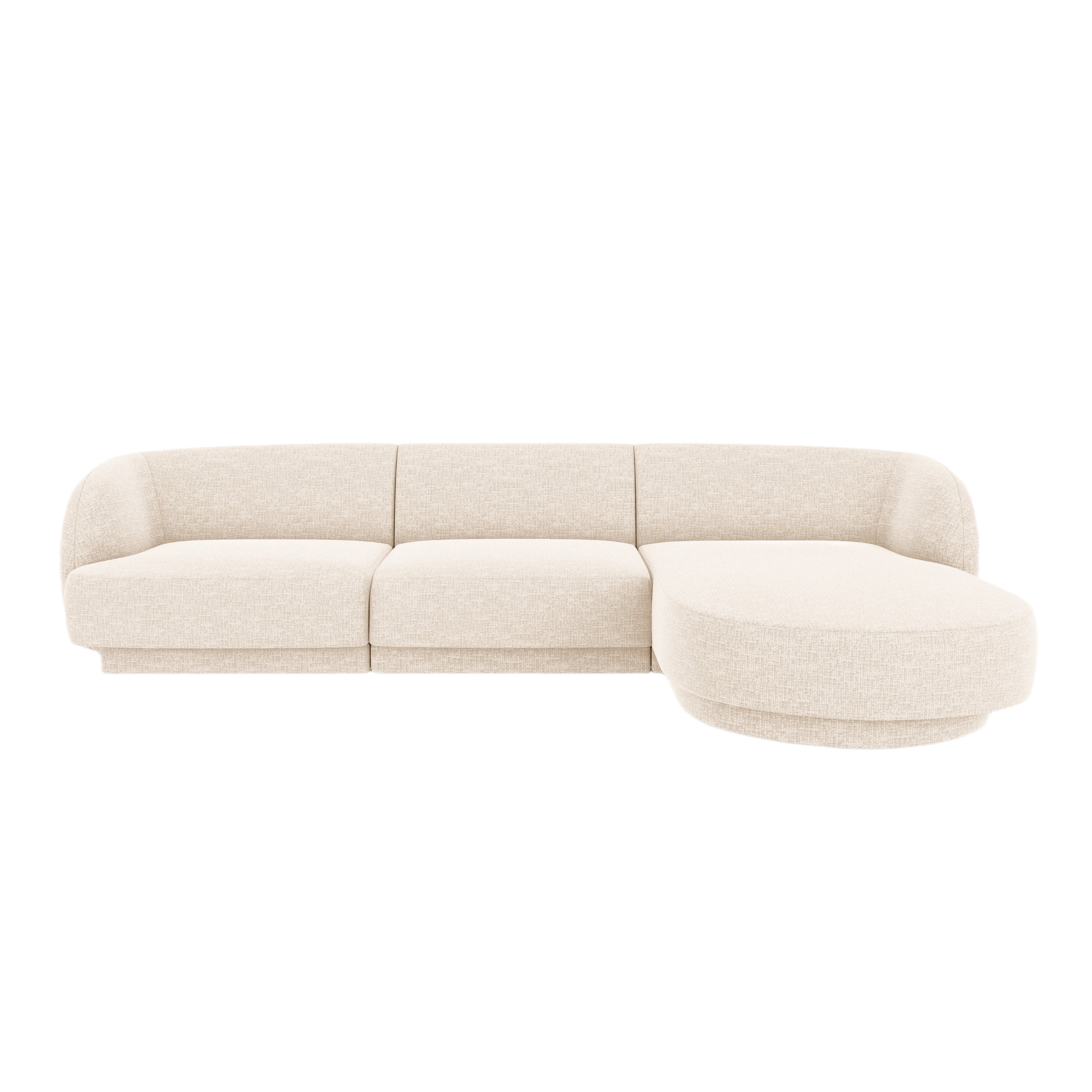 4-seater right-facing corner sofa MILEY light beige silky chenille