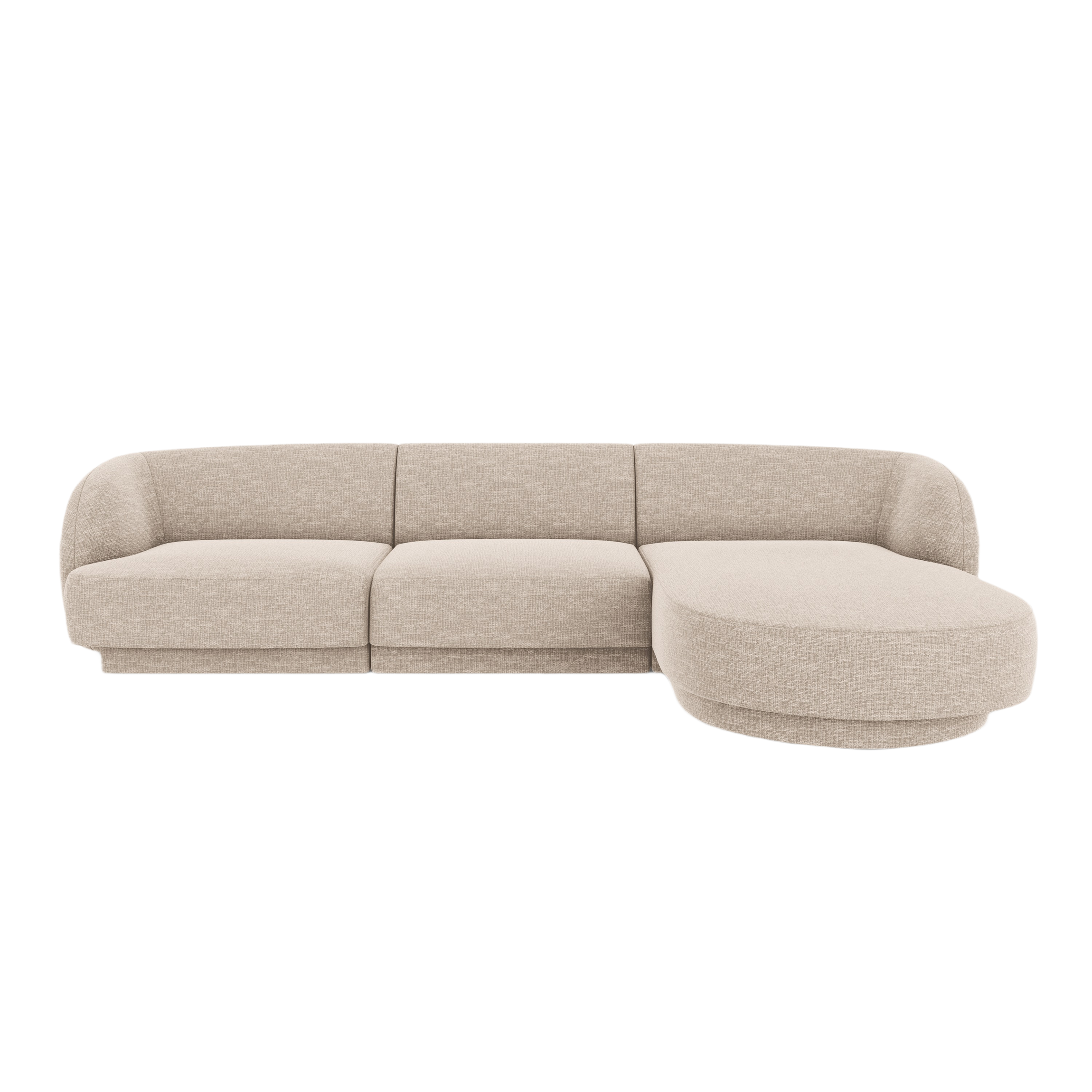 4-seater right-facing corner sofa MILEY beige silky chenille