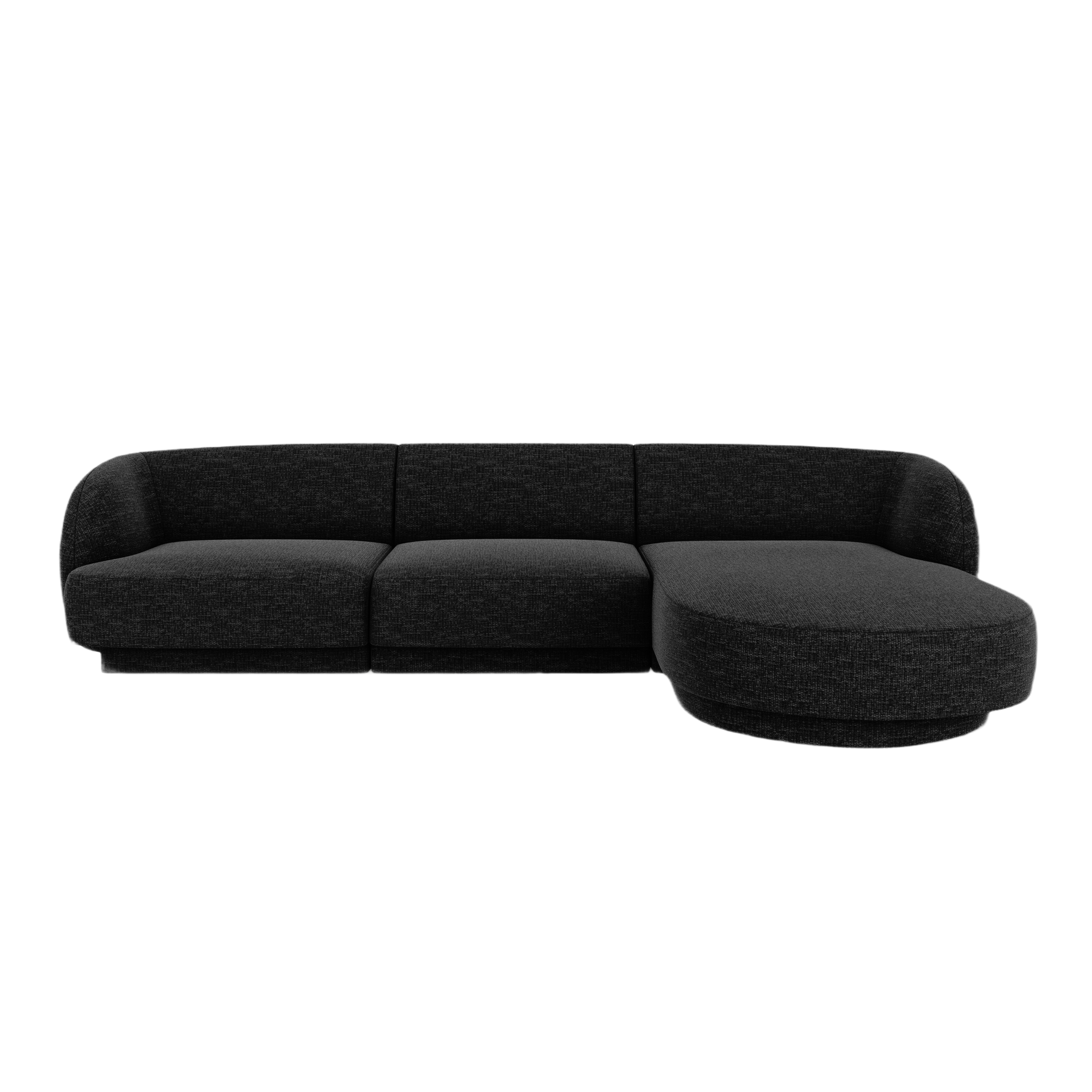 4-seater right-facing corner sofa MILEY black chenille silky