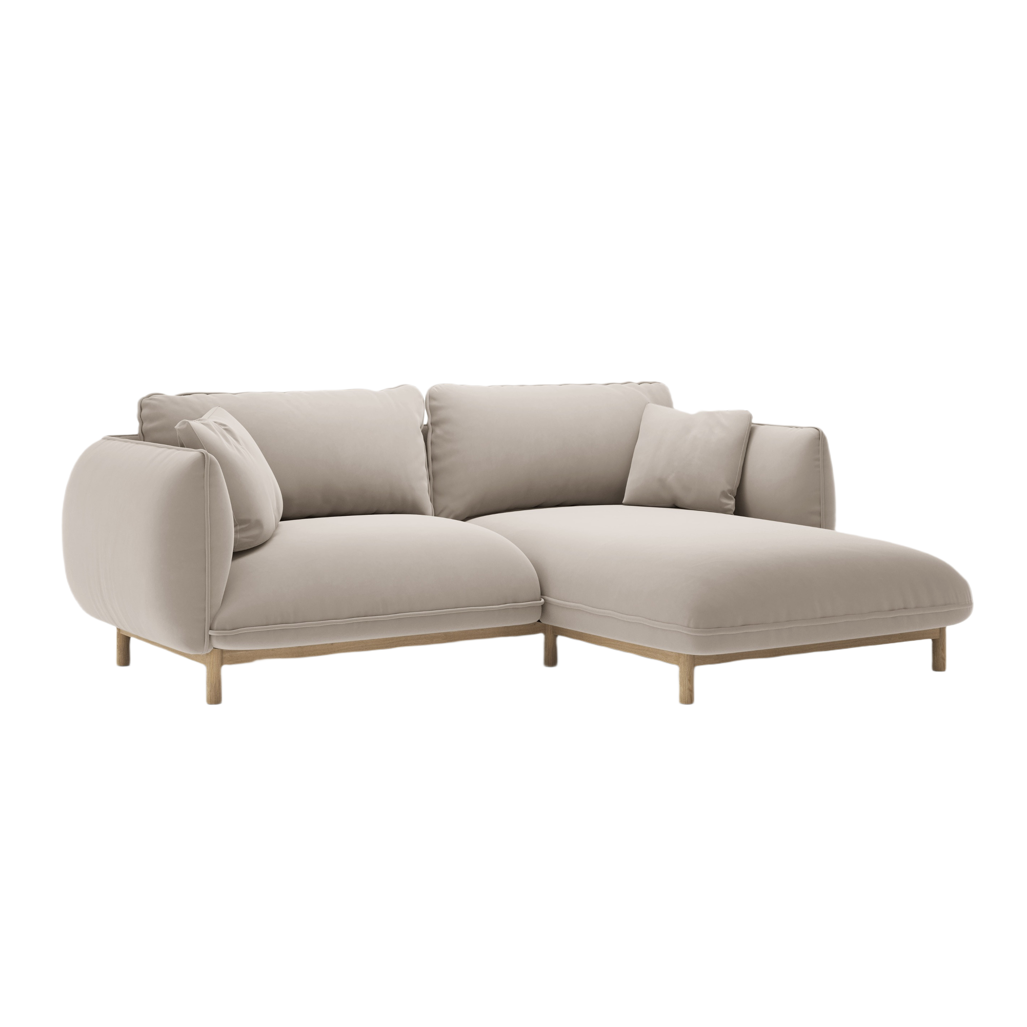 Velvet hoekbank rechts ADA lichtbeige