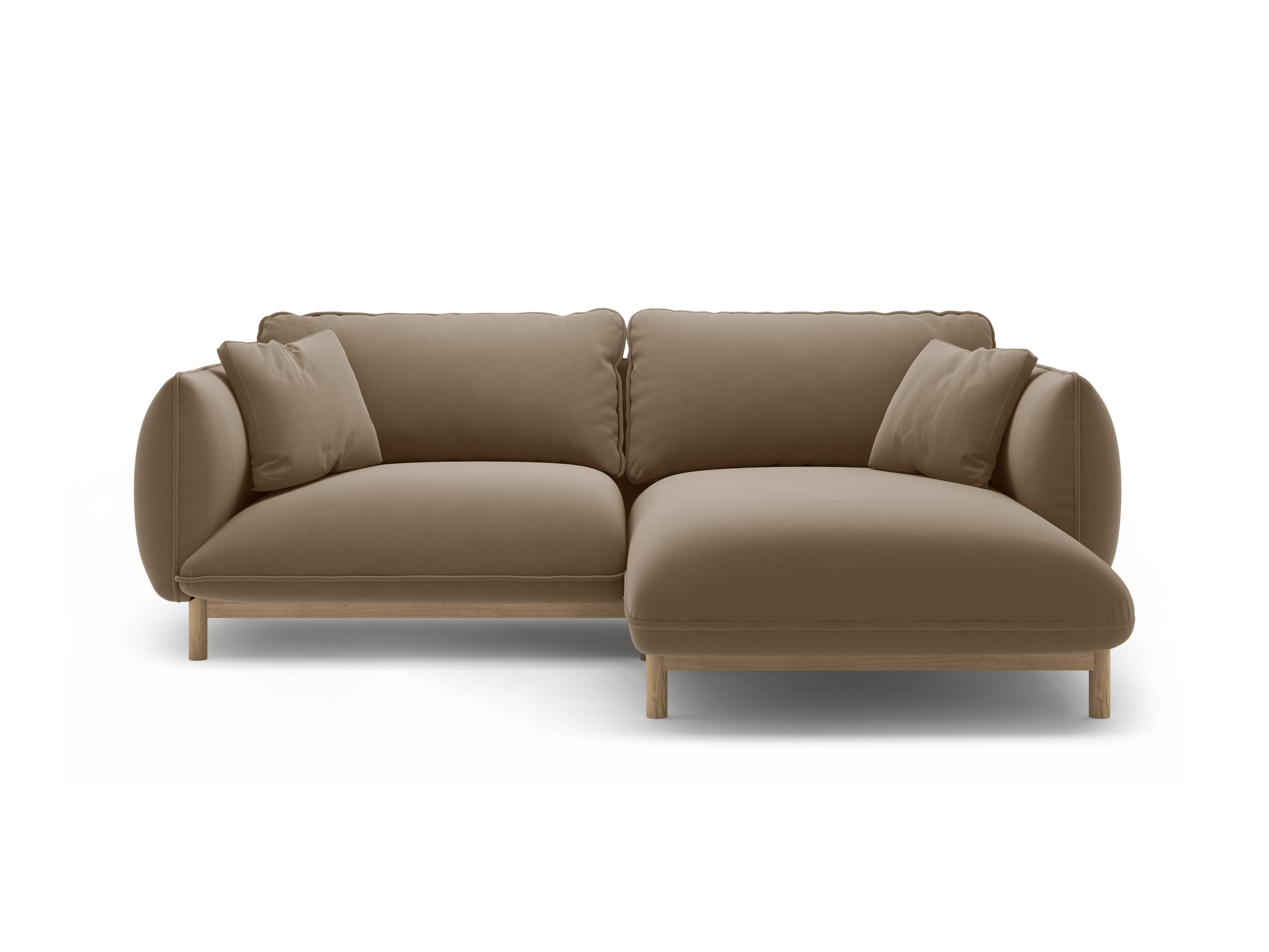 Samt-Ecksofa rechts ADA hellbraun