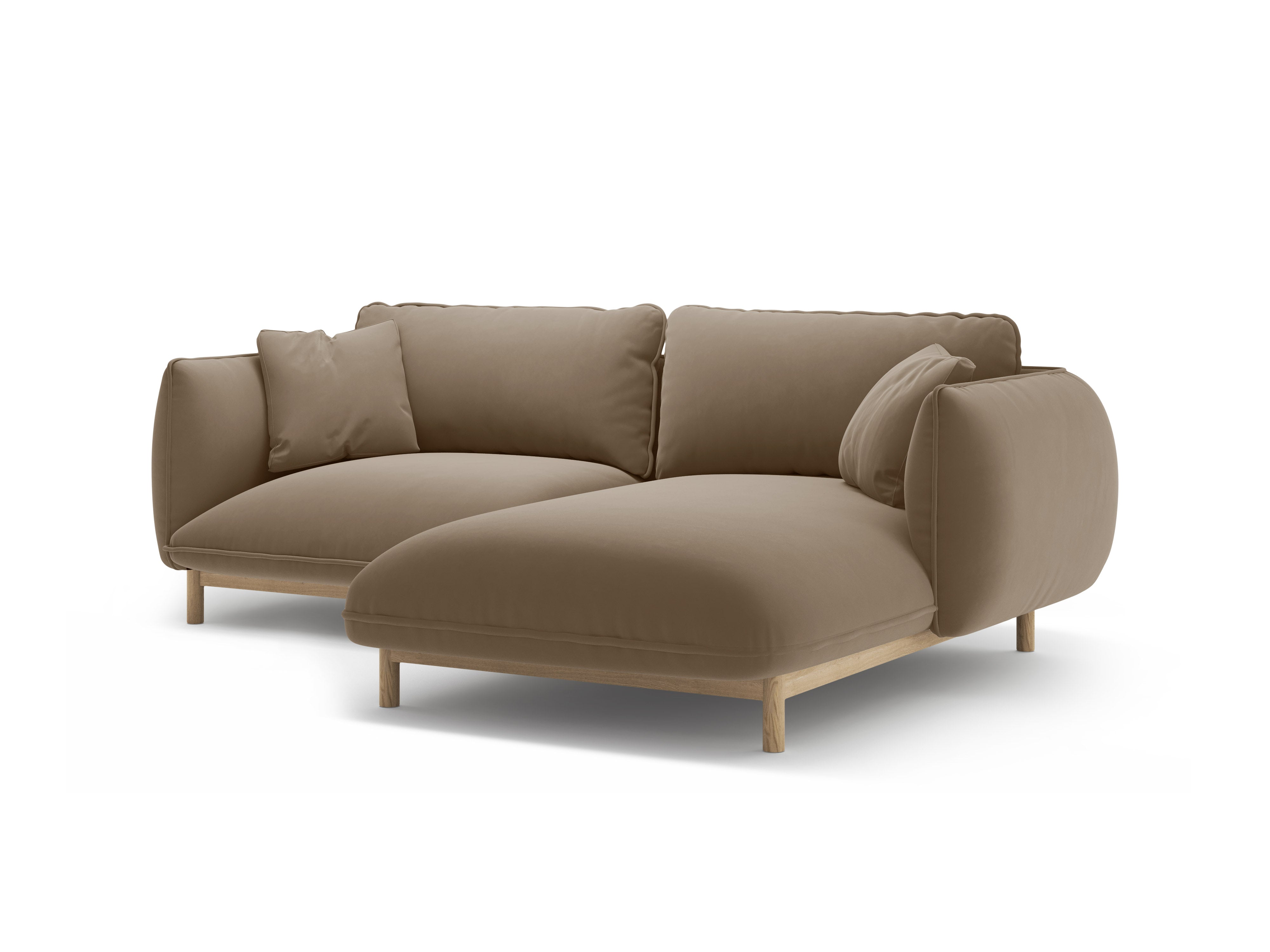Samt-Ecksofa rechts ADA hellbraun