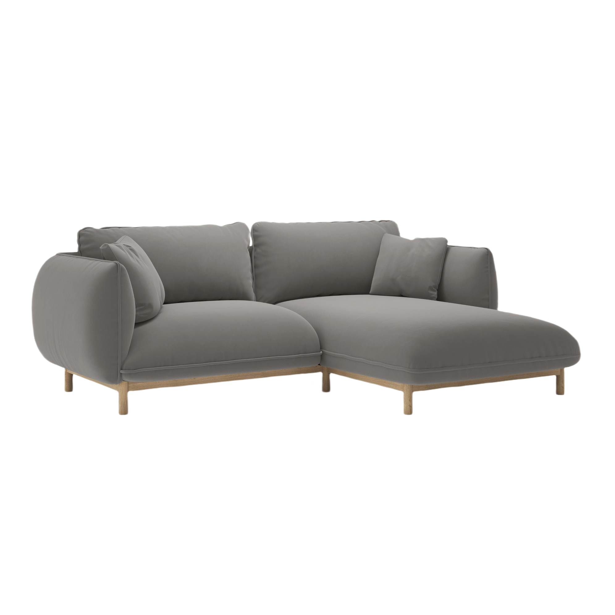 Right-facing velvet corner sofa ADA gray