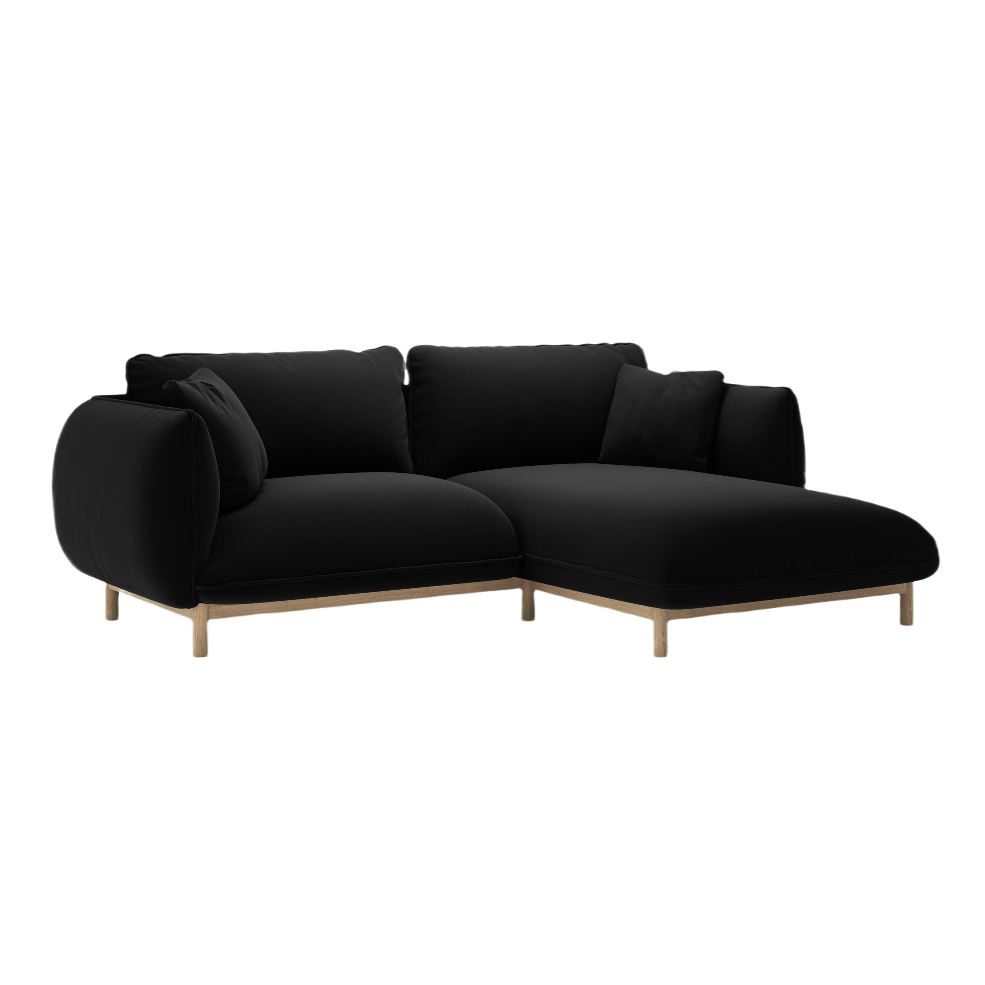 Samt-Ecksofa rechts ADA schwarz