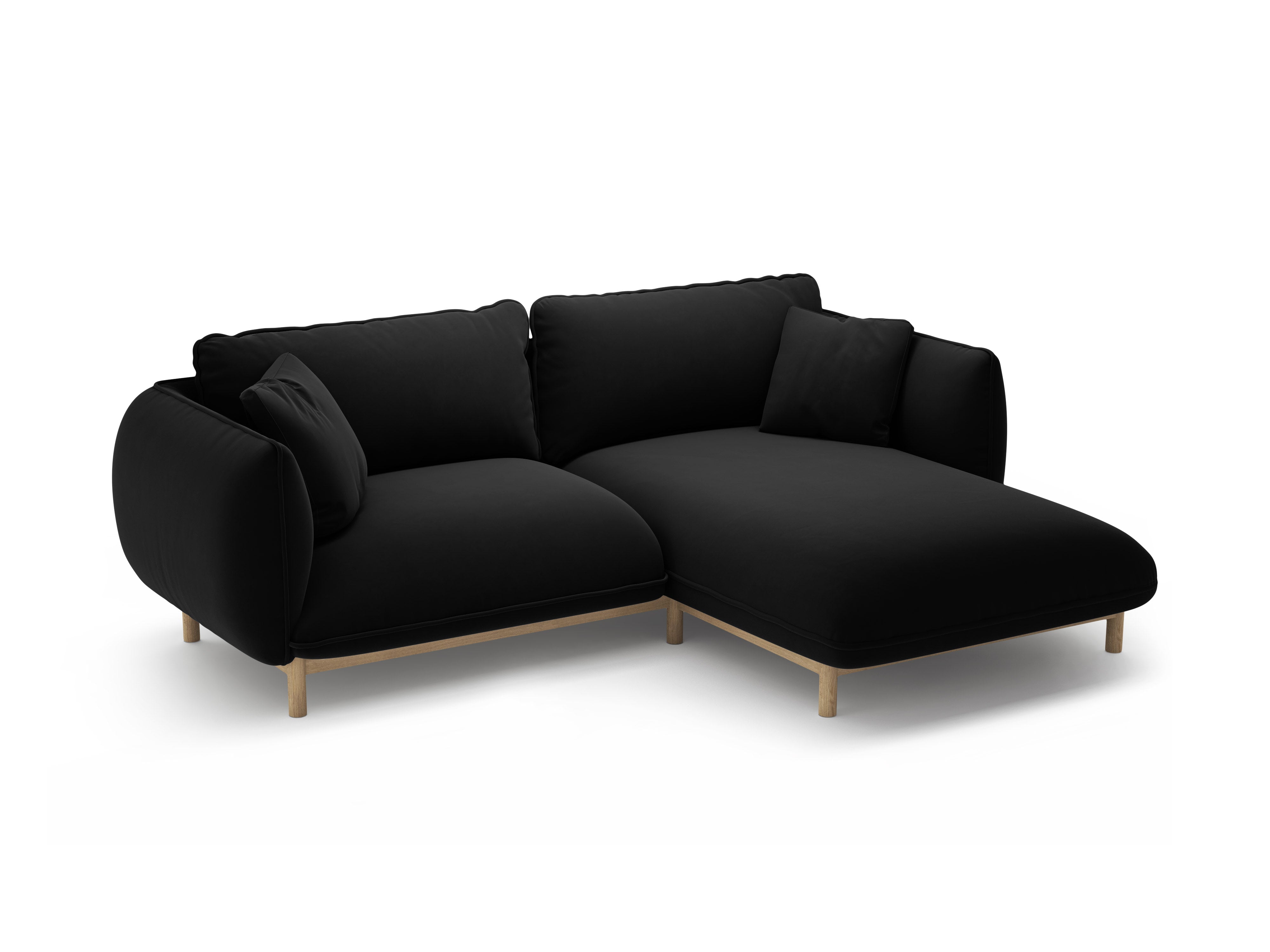 Samt-Ecksofa rechts ADA schwarz