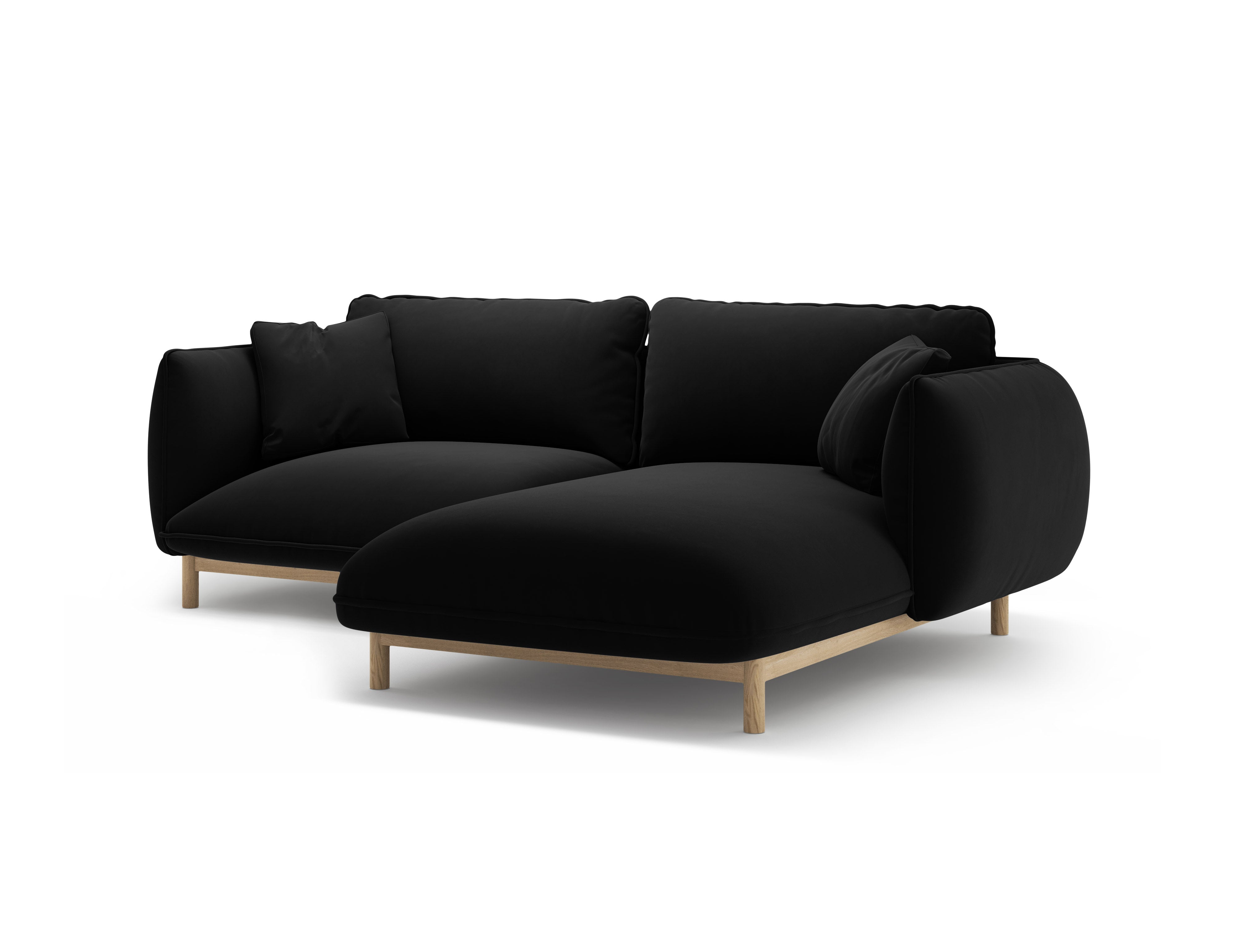 Samt-Ecksofa rechts ADA schwarz