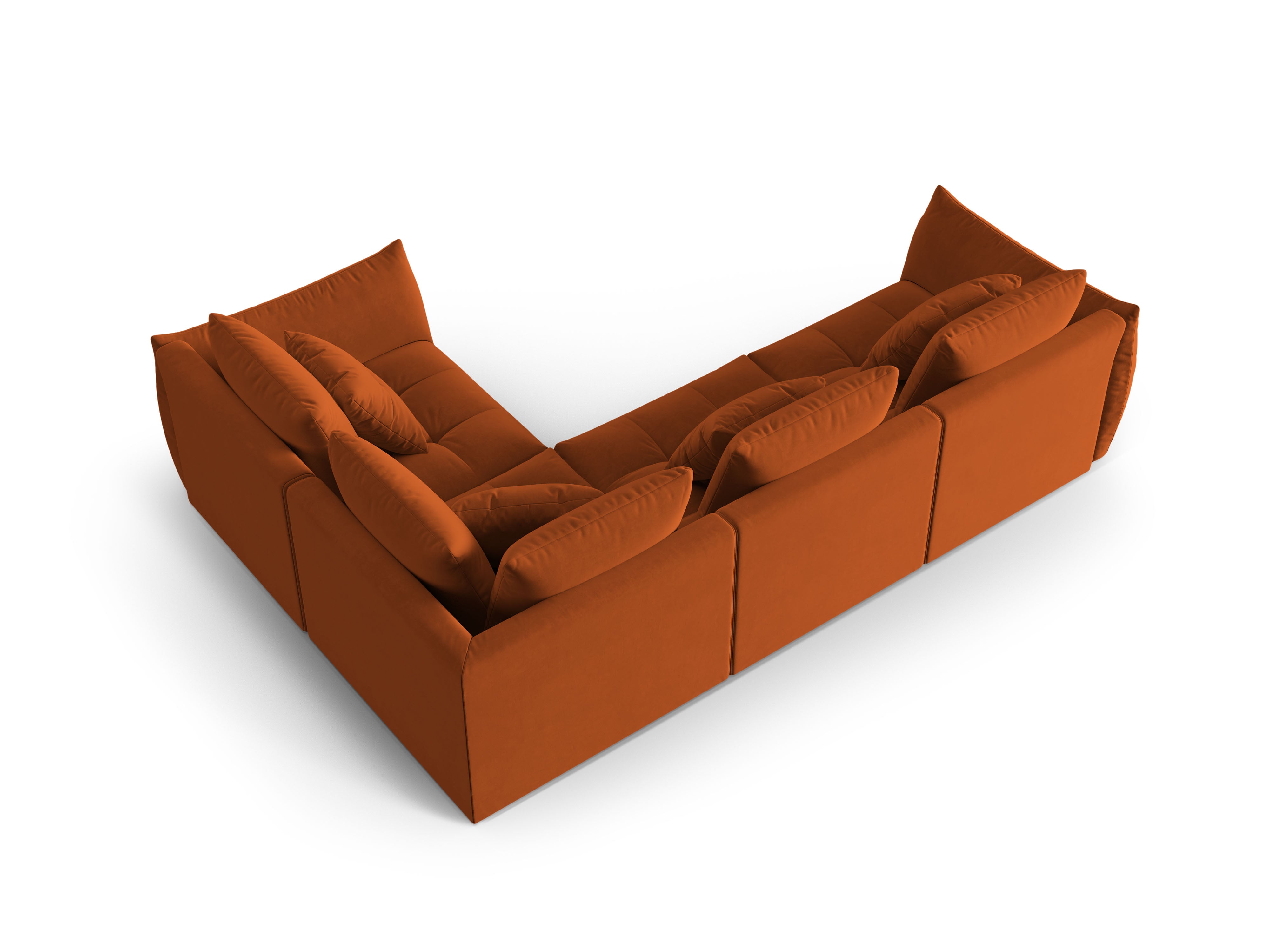 Modulares 3-Sitzer Samtsofa rechts BLOOM terrakotta