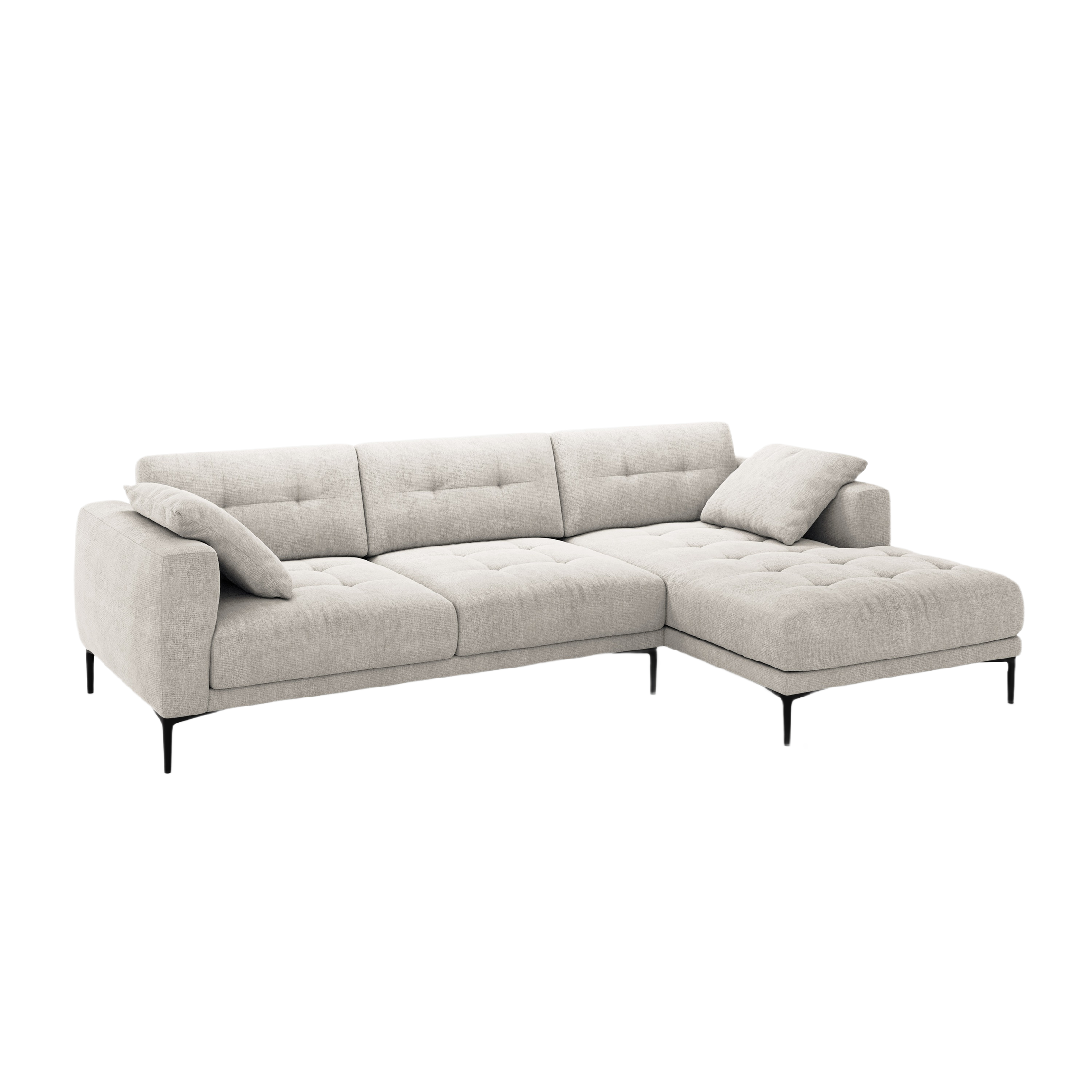 Right-sided corner sofa BEMY beige chenille