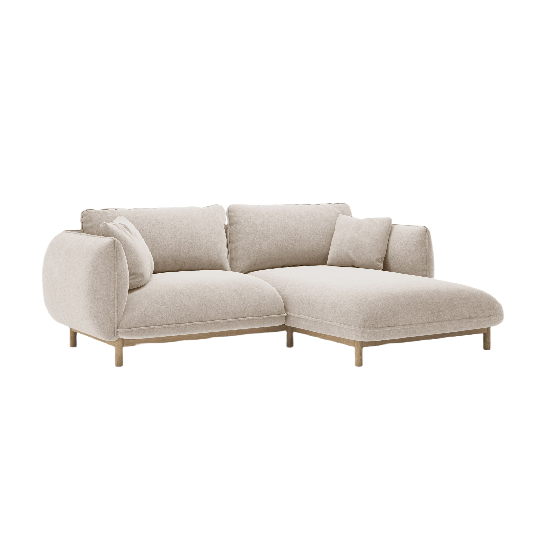 Rechtsseitige Eckcouch ADA hellbeige Chenille
