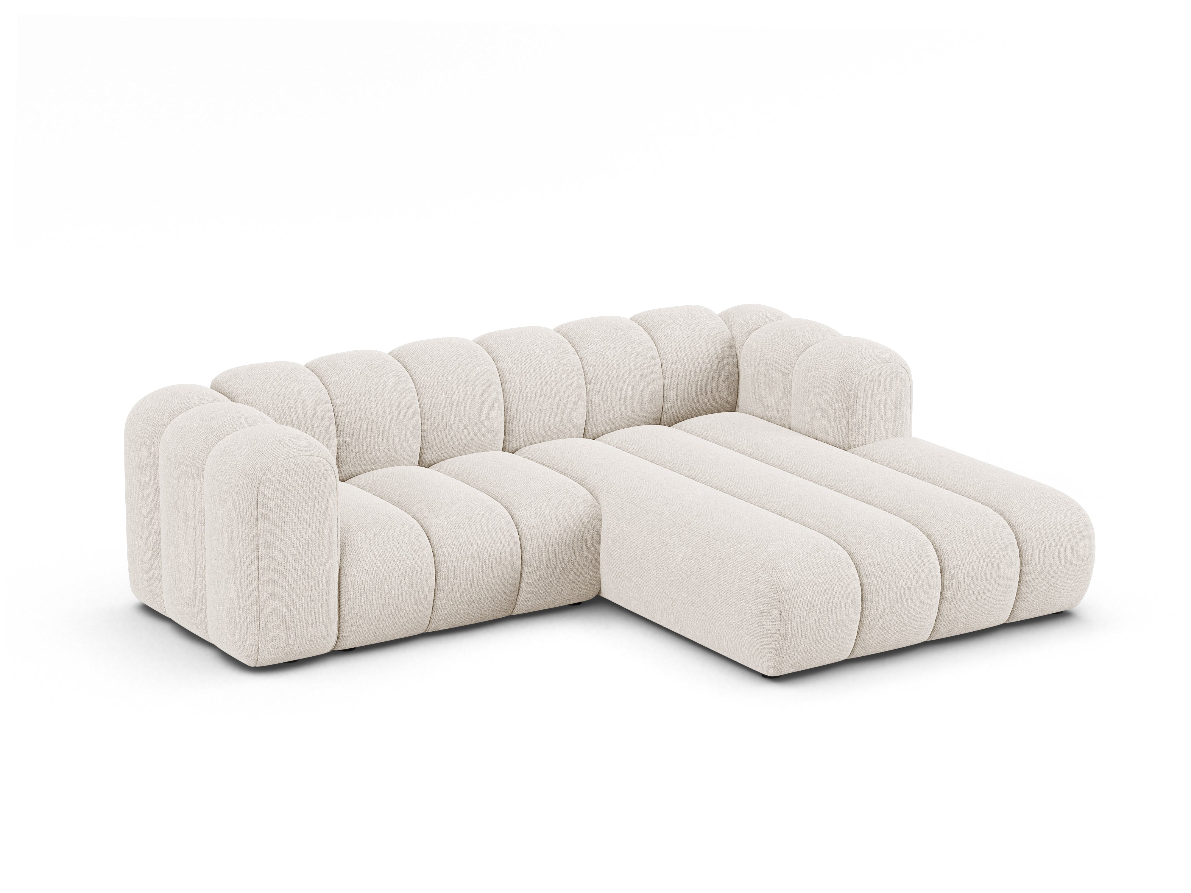 3-sitziger rechter Ecksofa LUPINE hellbeige Chenille