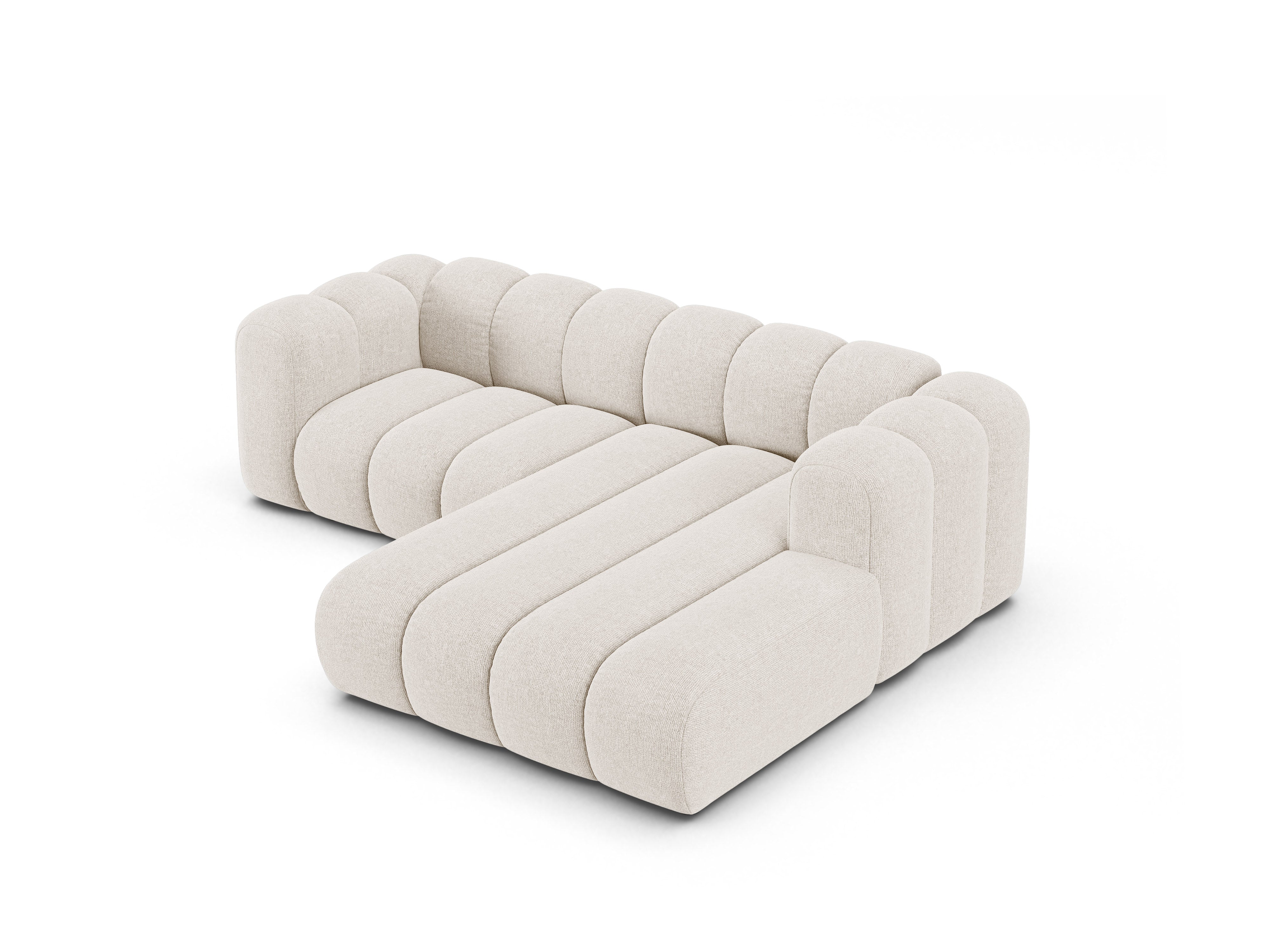 3-sitziger rechter Ecksofa LUPINE hellbeige Chenille