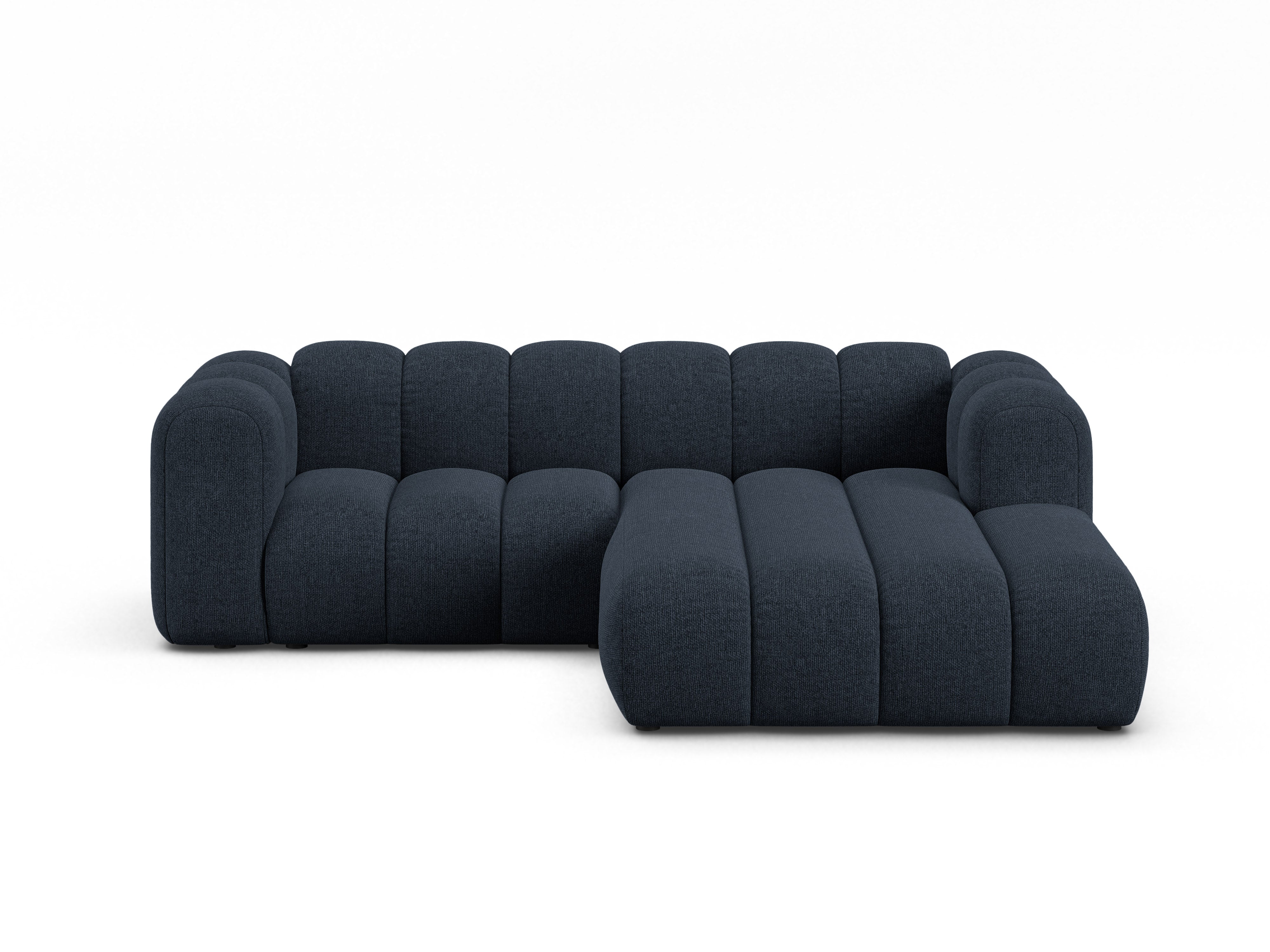 3-sitzige rechteckige LUPINE Eckcouch in marineblauem Chenille