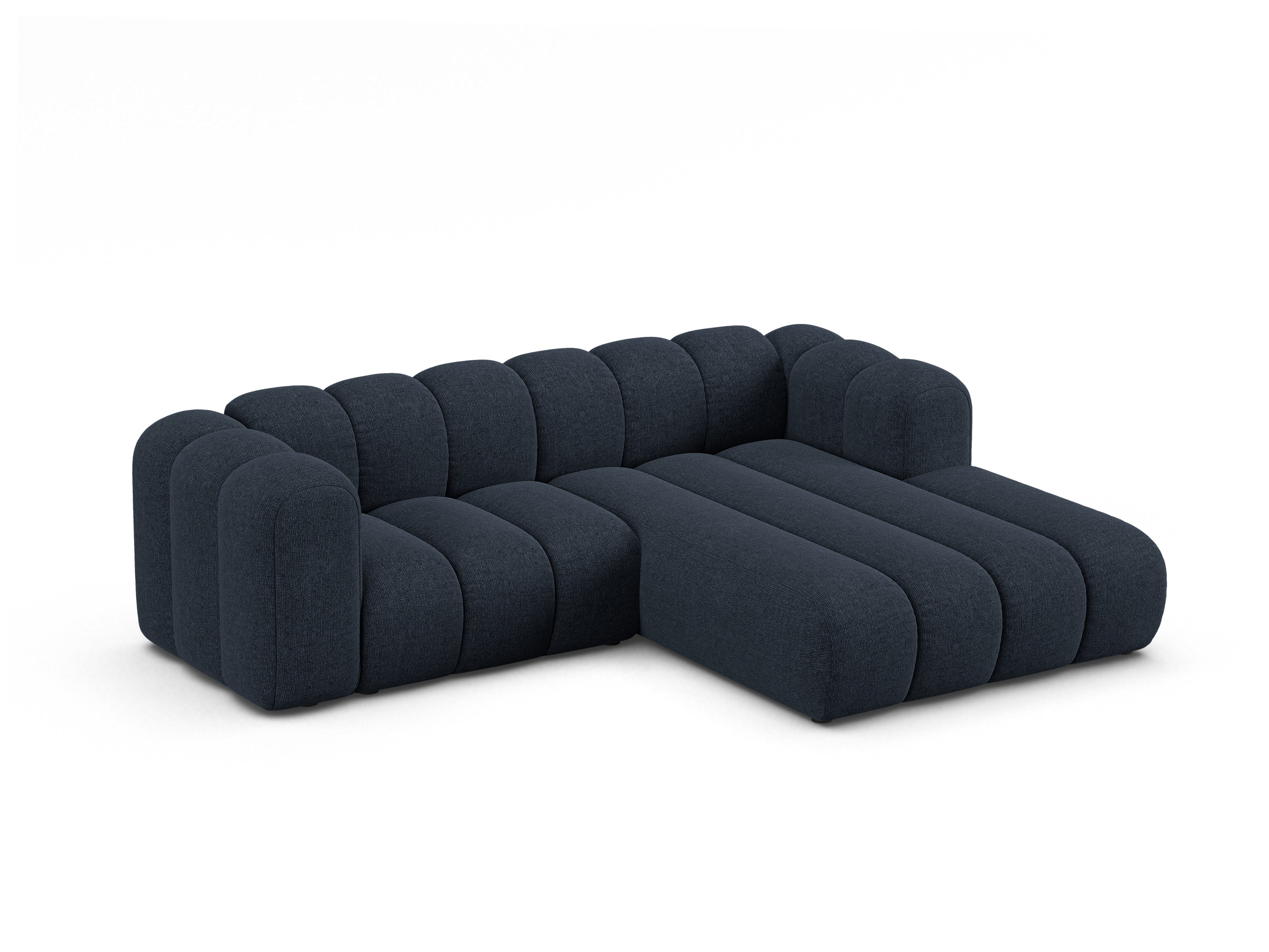 3-sitzige rechteckige LUPINE Eckcouch in marineblauem Chenille