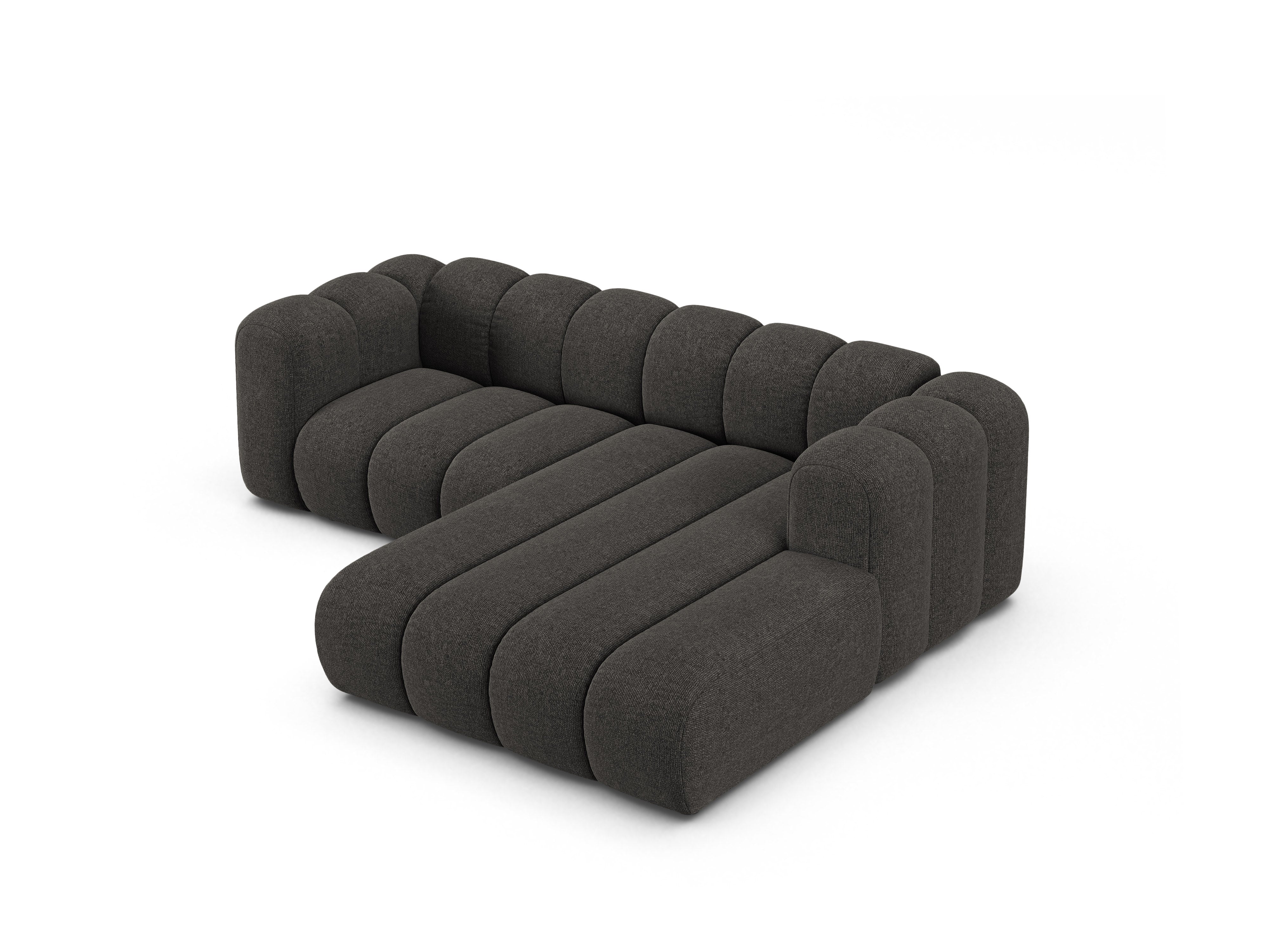 3-sitziger rechter Ecksofa LUPINE graues Chenille