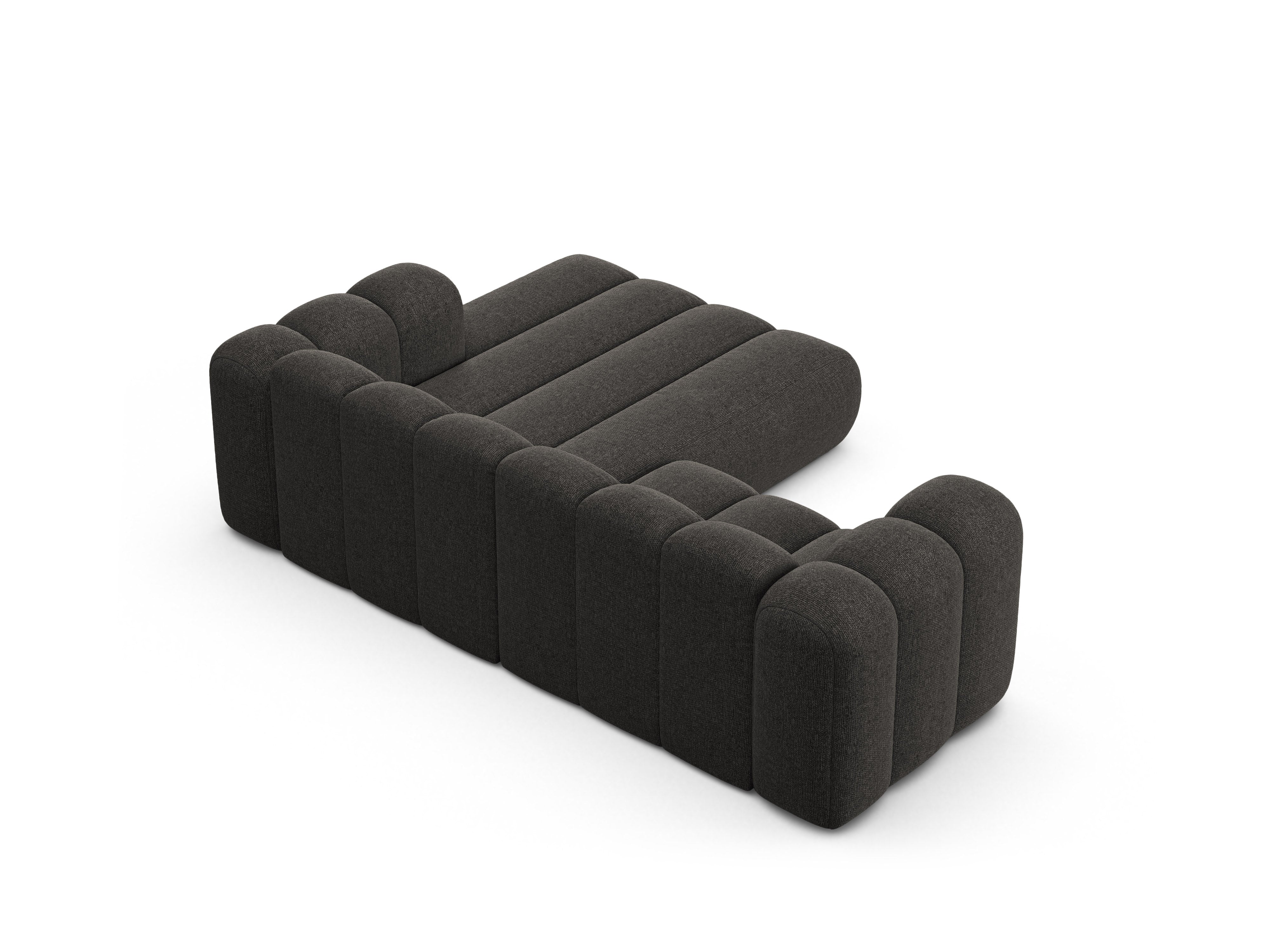 3-sitziger rechter Ecksofa LUPINE graues Chenille