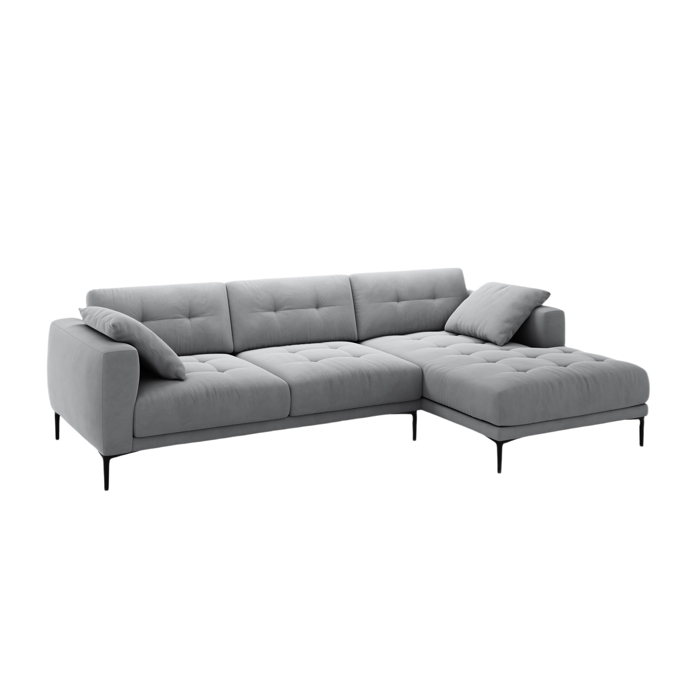 Right-facing velvet corner sofa BEMY gray
