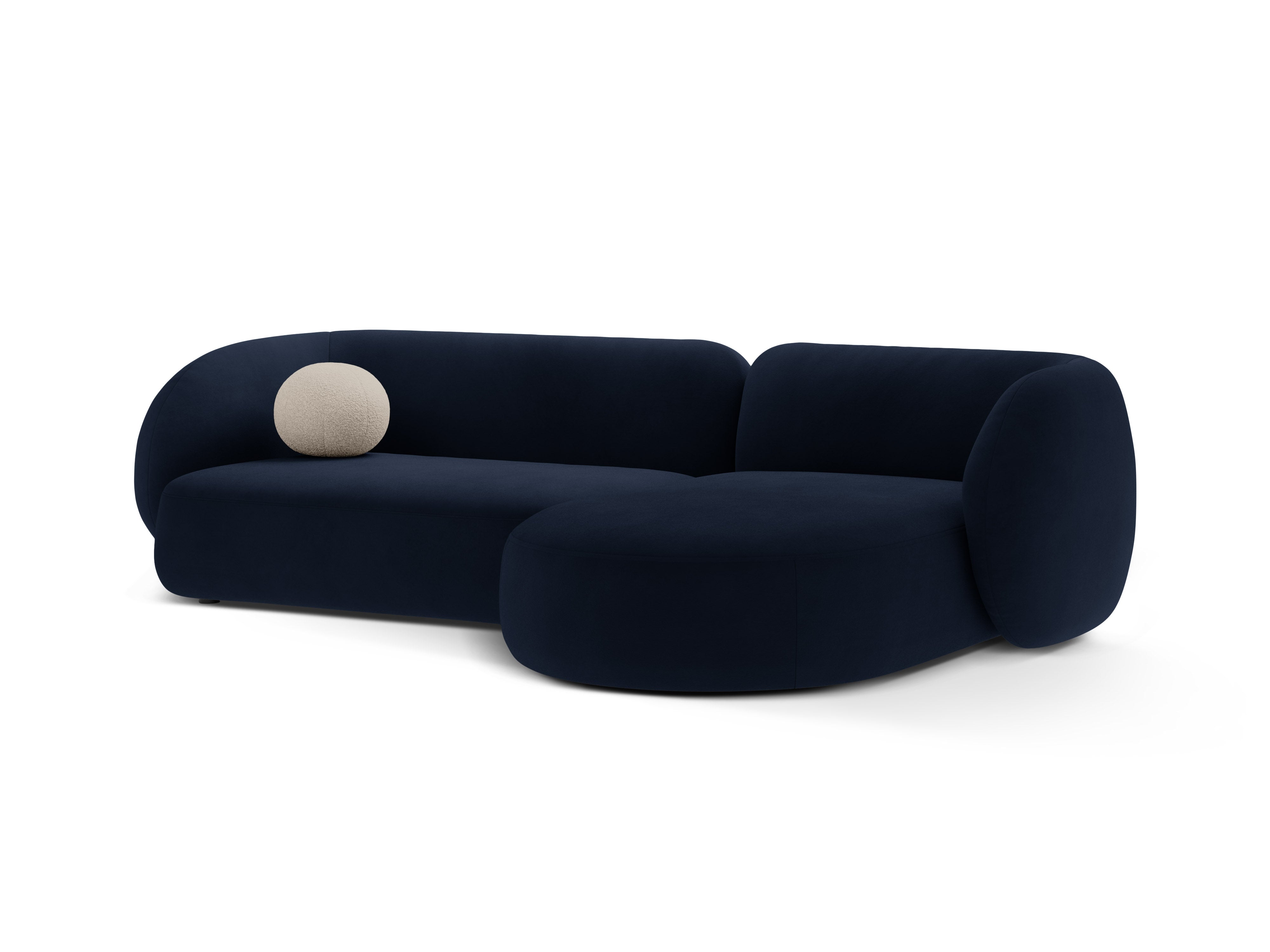 Right-facing velvet corner sofa for 3 people KATE royal blue