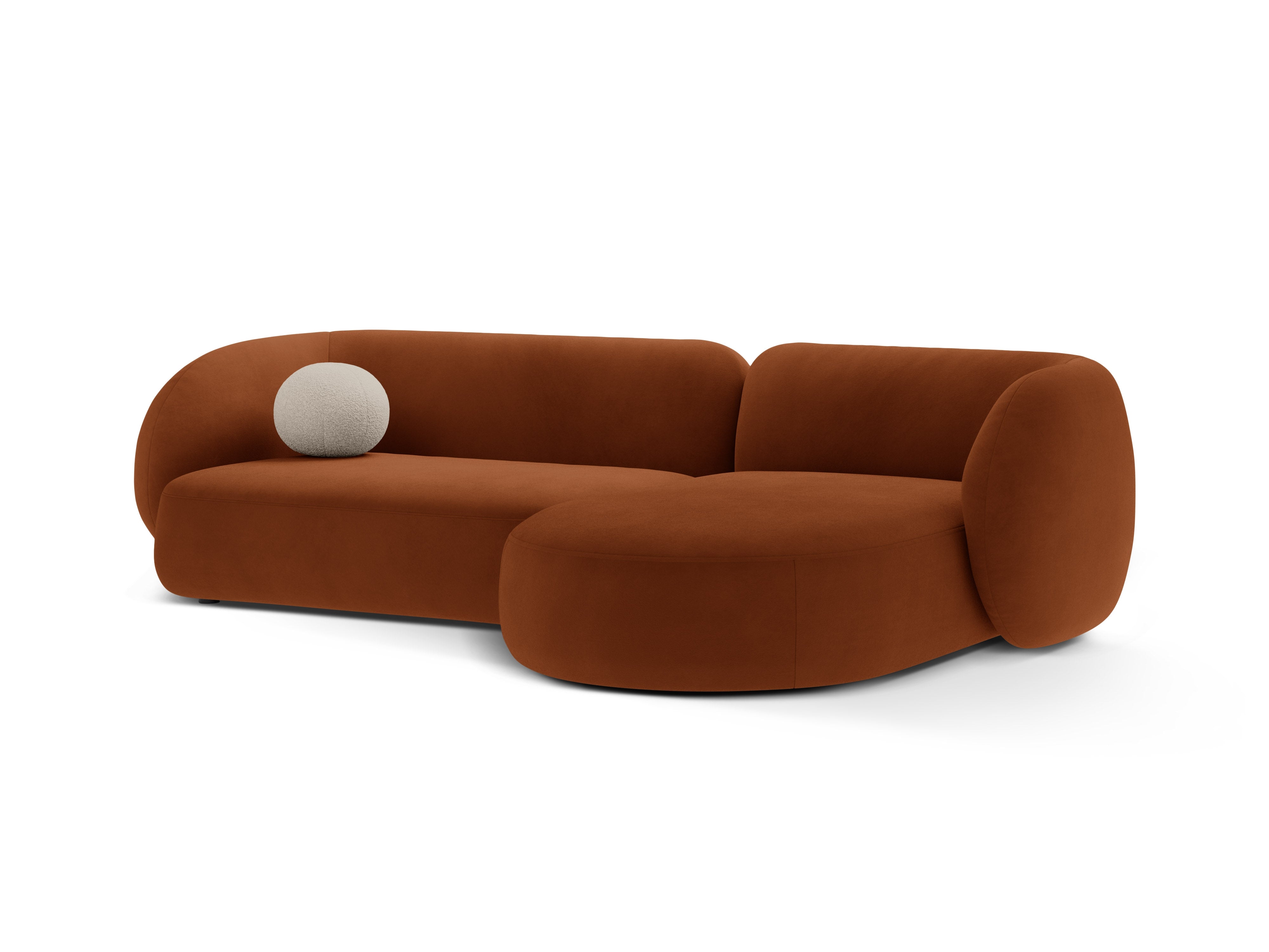 Narożnik aksamitny prawostronny 3-osobowy KATE terracotta – sofa narożna