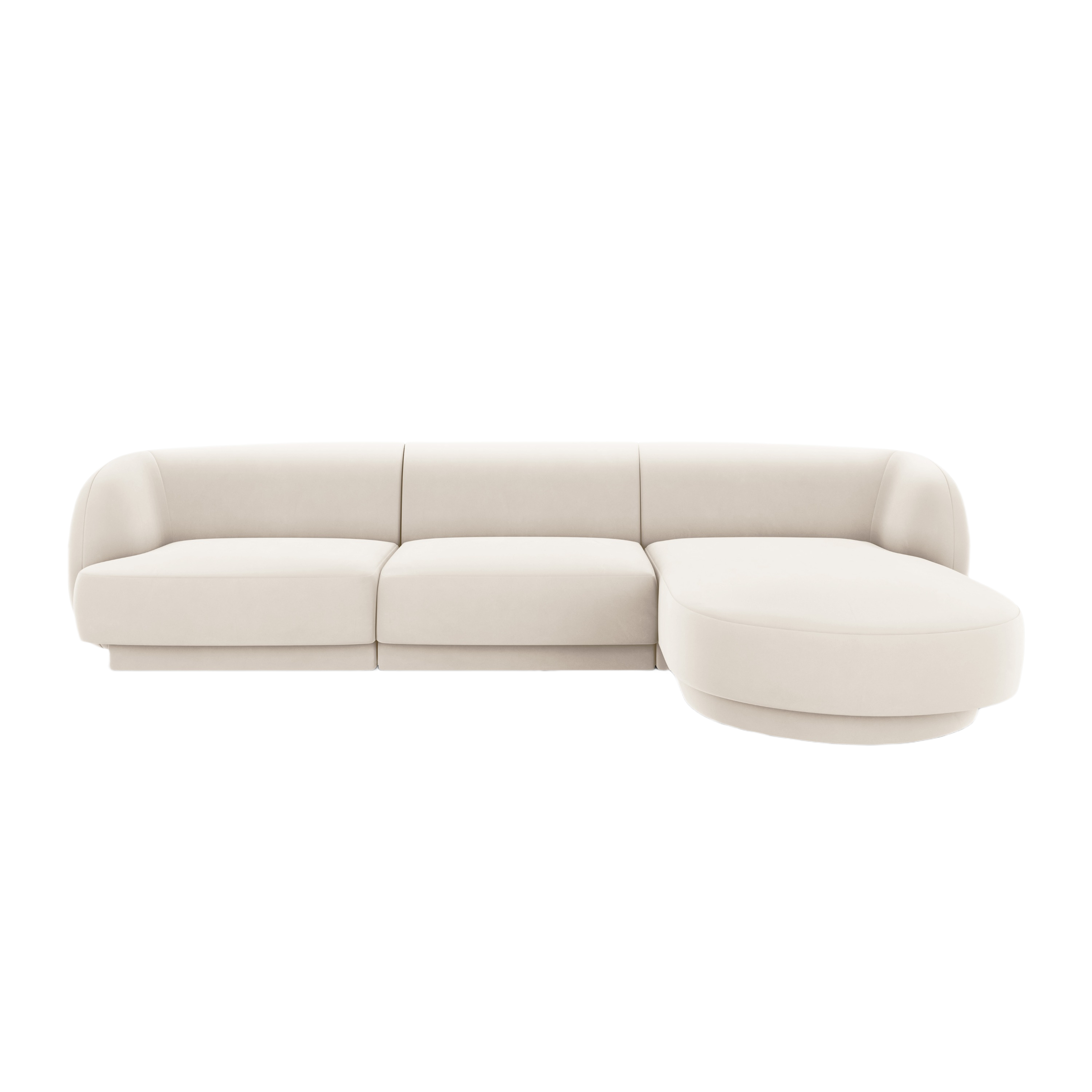 Samt-Ecksofa für 4 Personen rechts MILEY beige