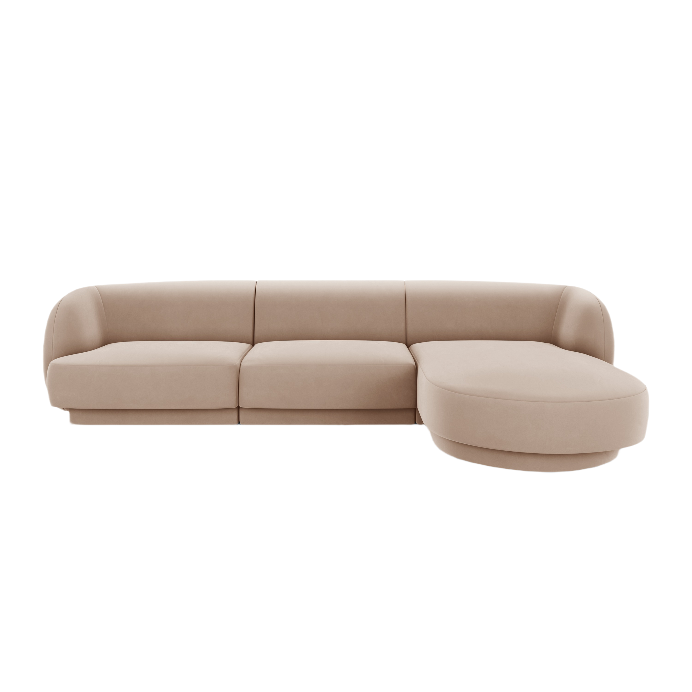 Samt-Ecksofa für 4 Personen rechts MILEY cappuccino