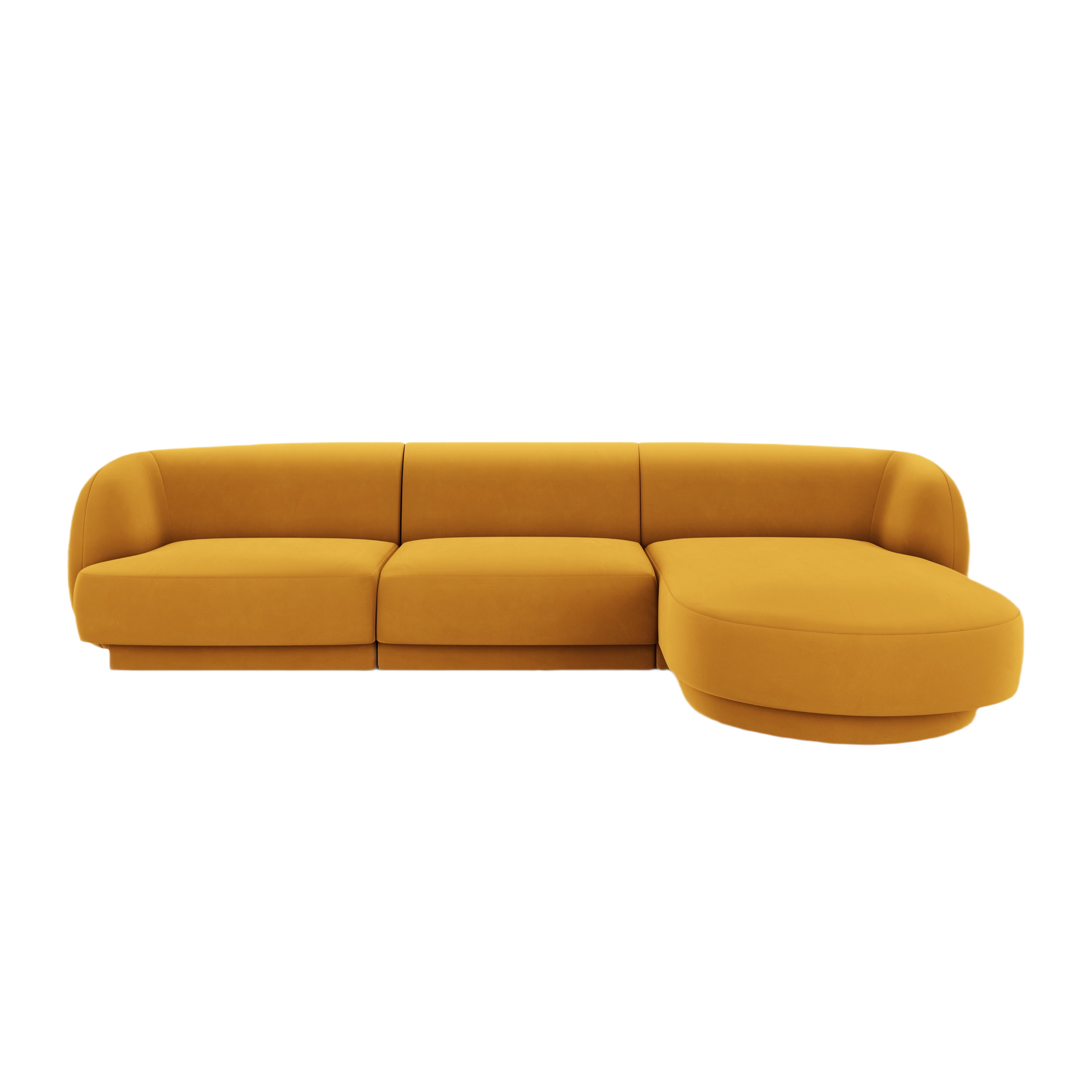 Velvet corner sofa for four people right-facing MILEY yellow
