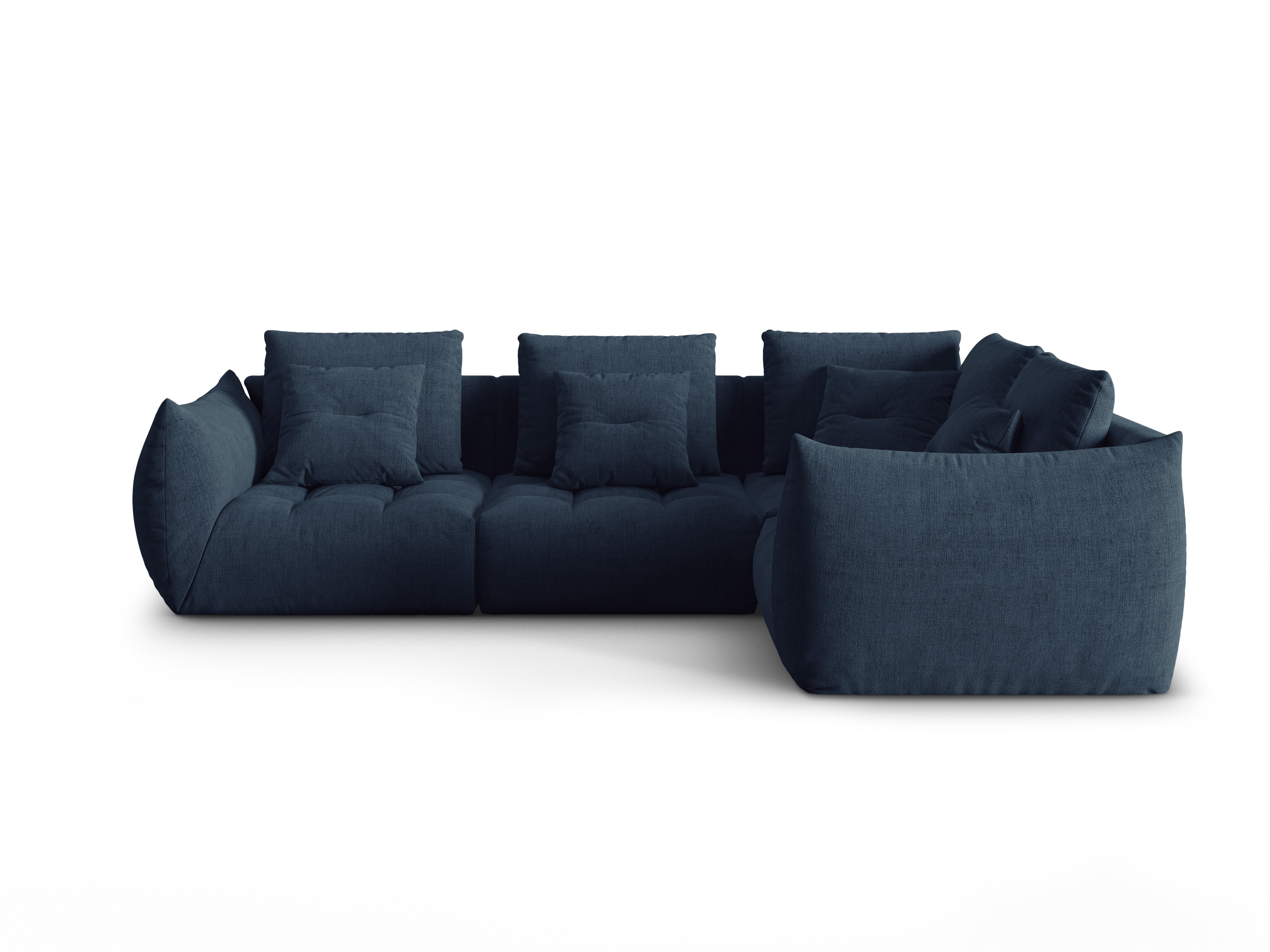 Right-facing 3-seater modular corner sofa BLOOM dark blue chenille