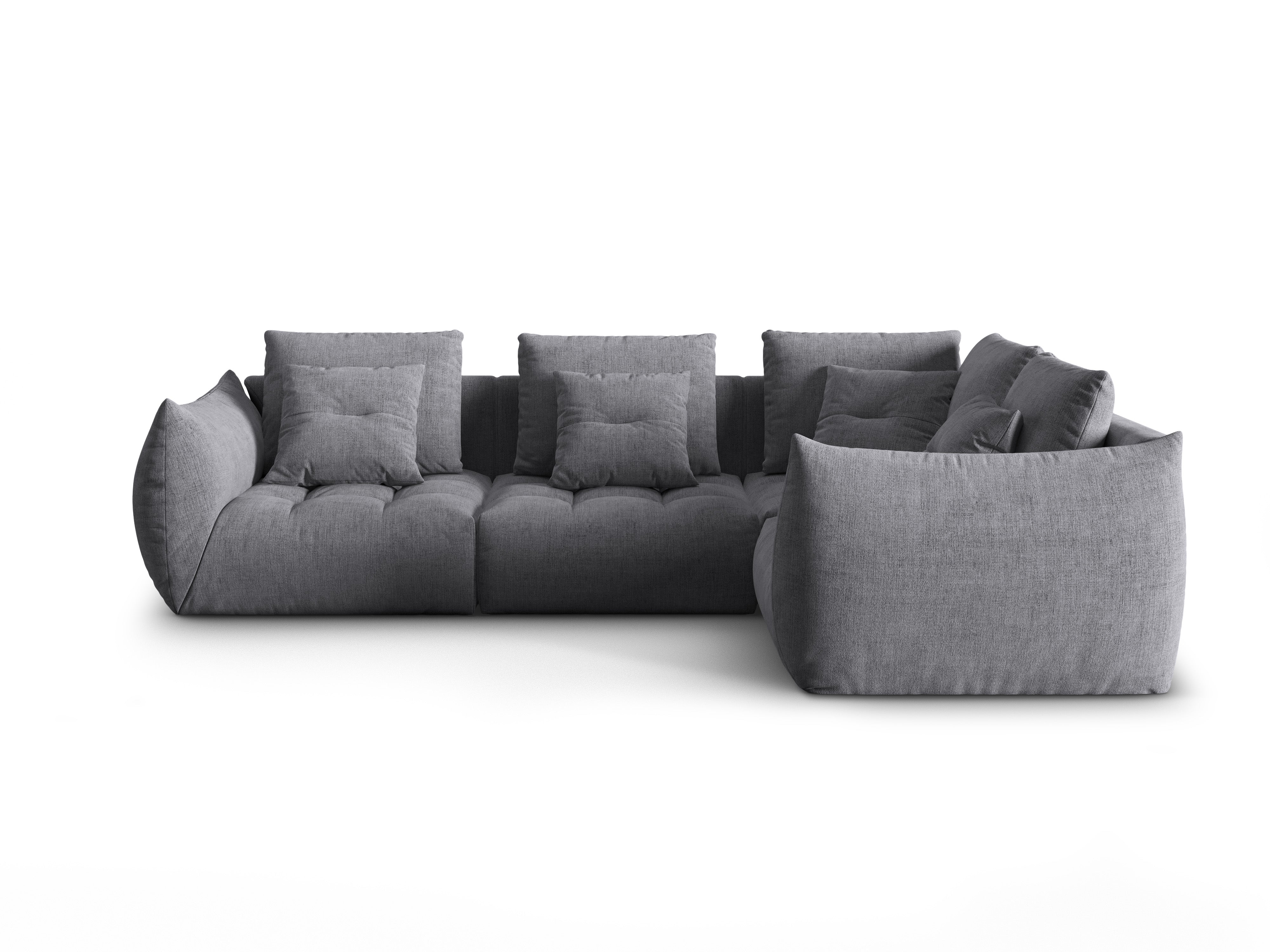 Modulares 3-Sitzer-Ecksofa rechts BLOOM graues Chenille