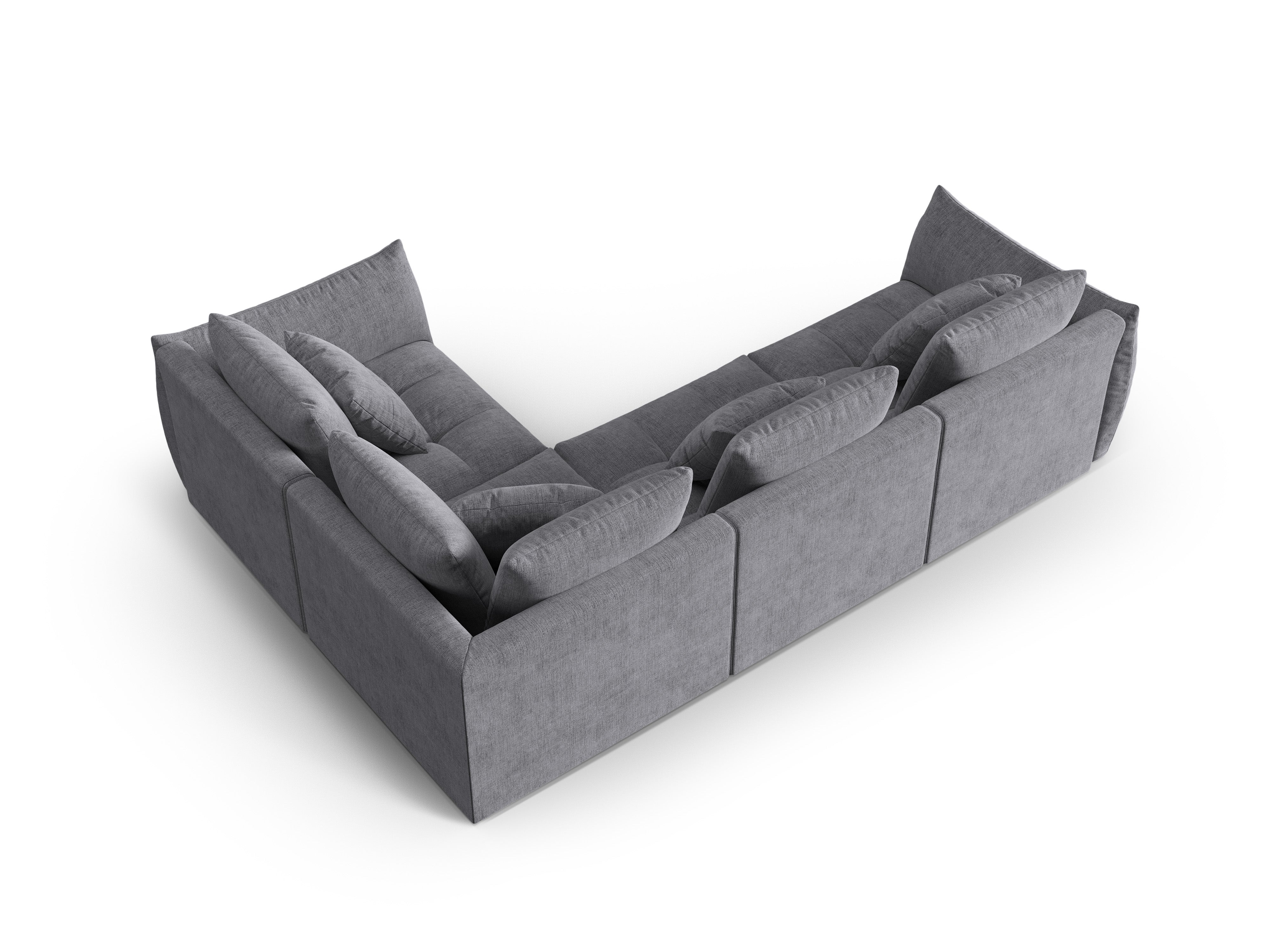 Modulares 3-Sitzer-Ecksofa rechts BLOOM graues Chenille