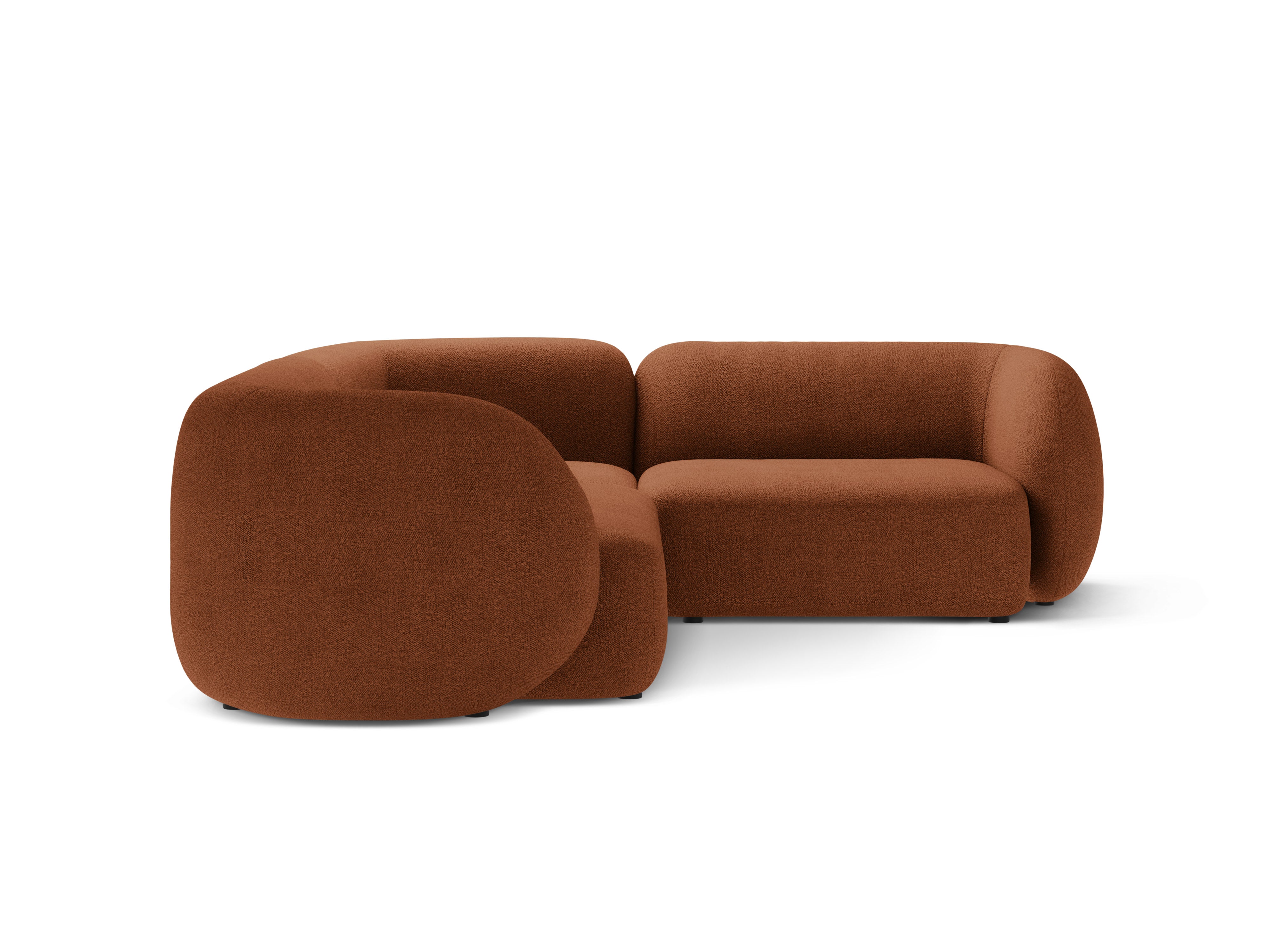 Narożnik prawostronny 4-osobowy KATE terracotta boucle – tkanina bouclé