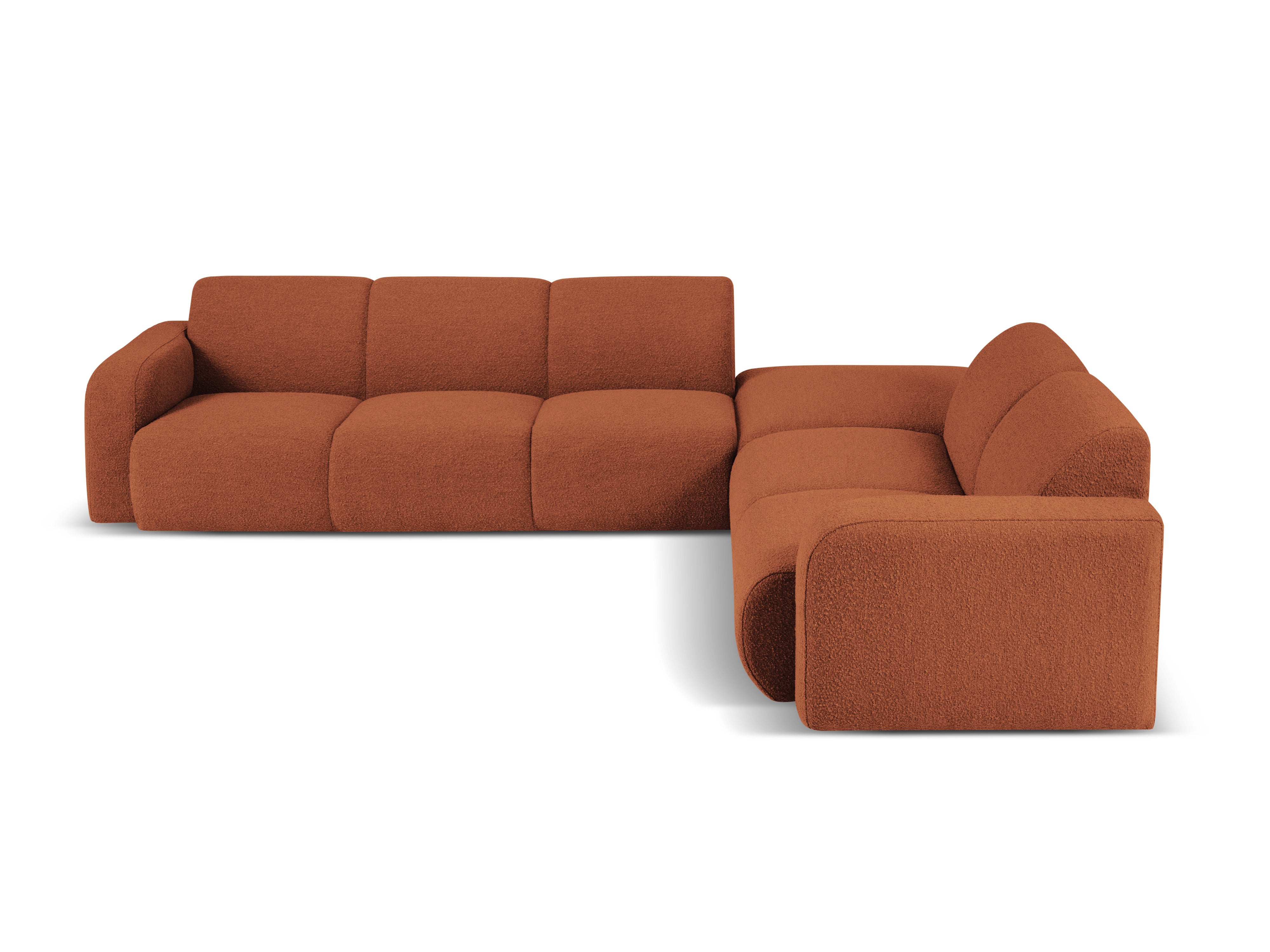Narożnik w tkaninie boucle prawostronny otwarty MOLINO terracotta do salonu