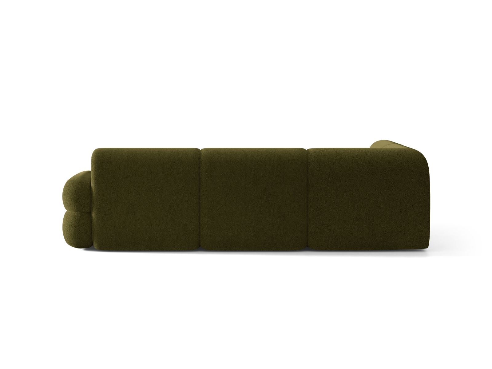L-vormige linker NEO olijfgroene boucle hoekbank