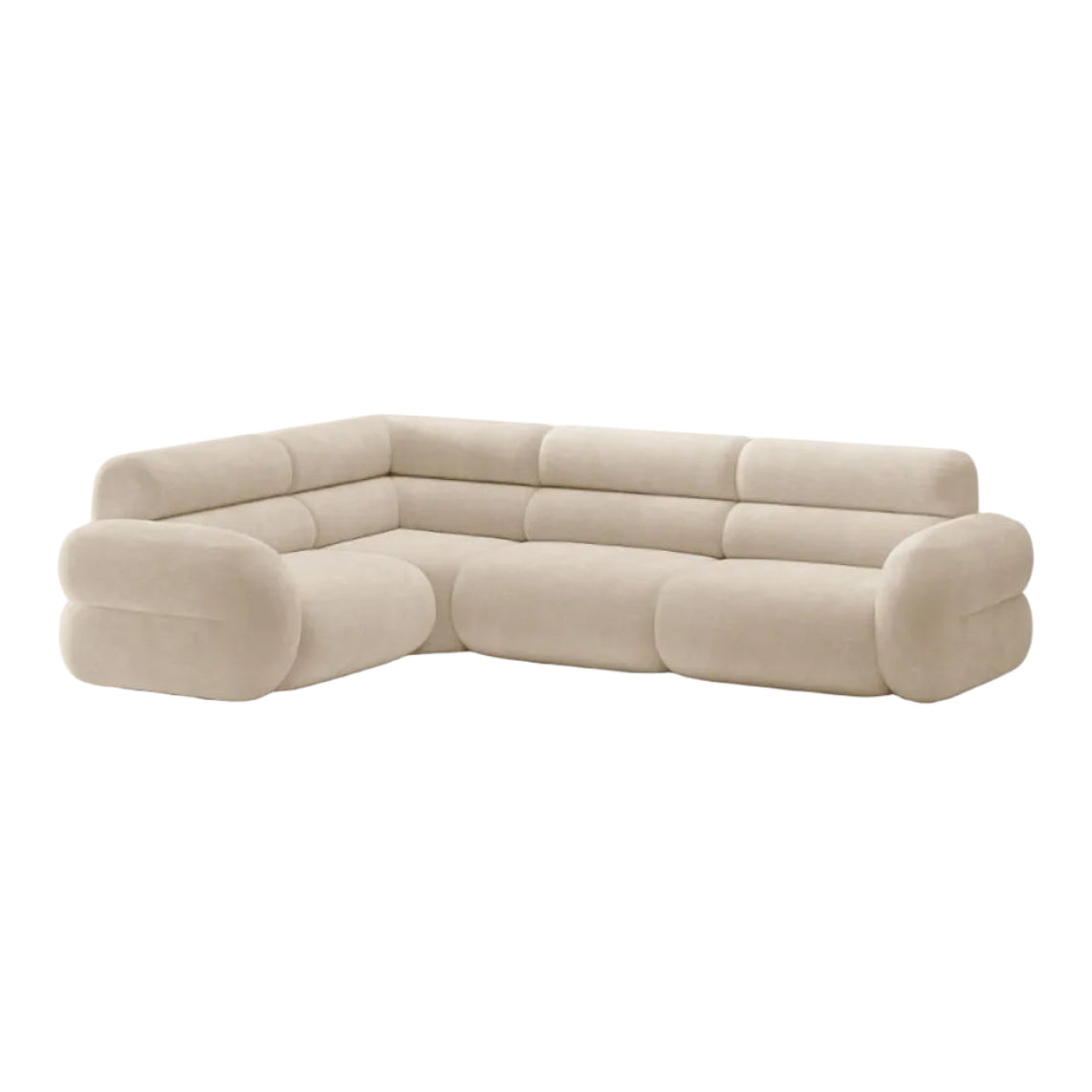 L-vormige linker NEO hoekbank in lichtbeige chenille