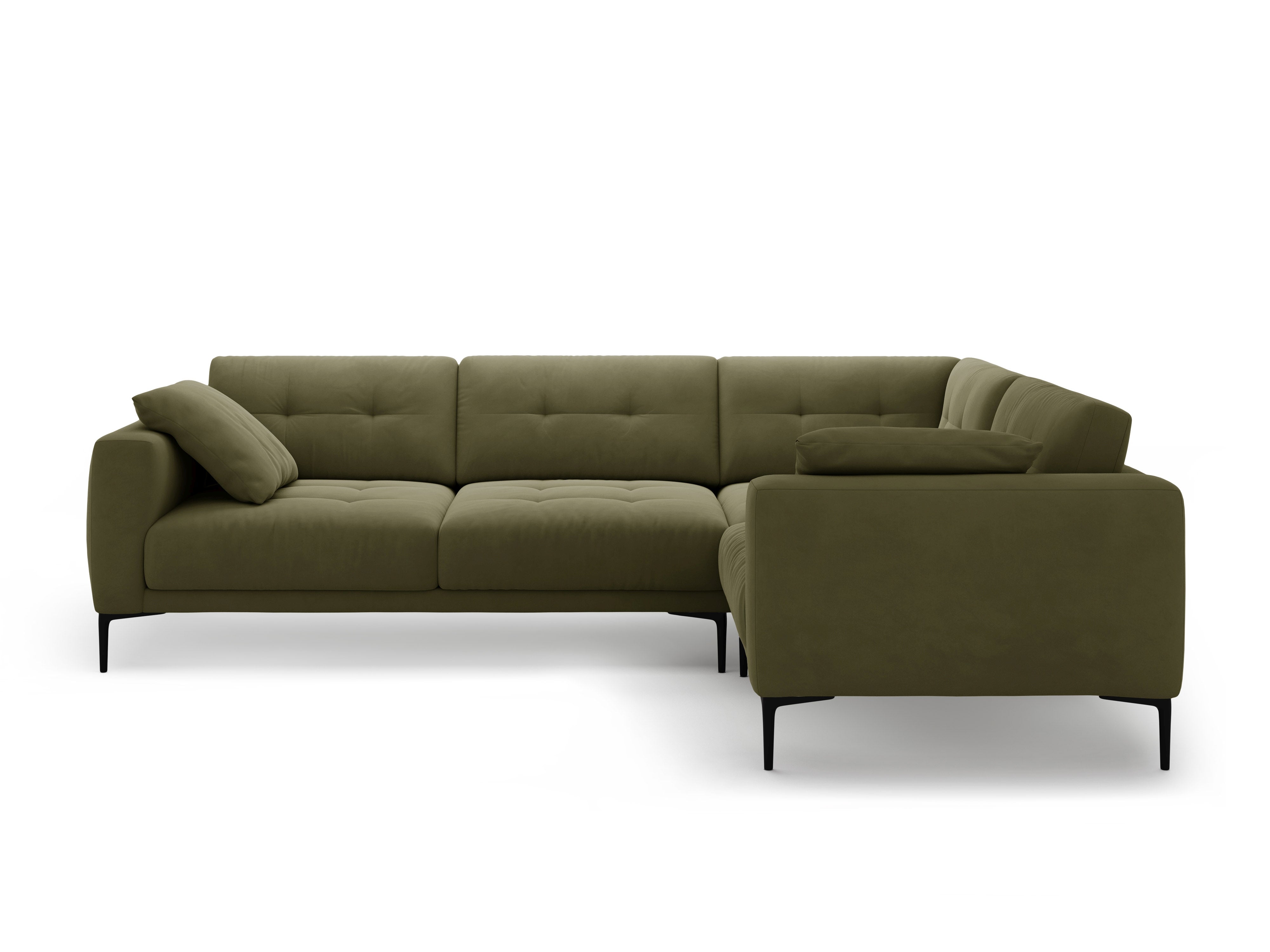 Green Right-Hand Velvet L-Shaped Sofa BEMY