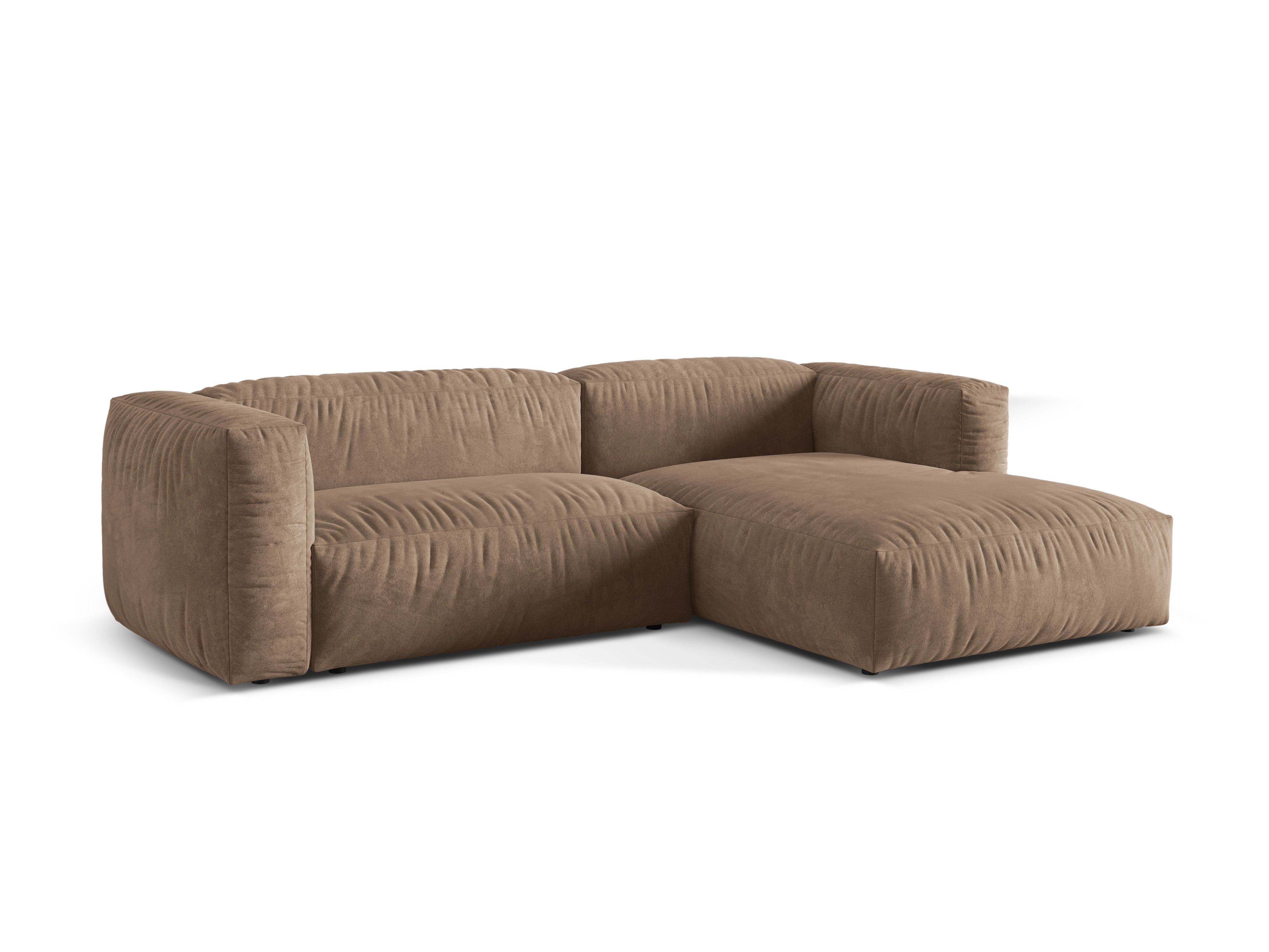 Fluwelen hoekbank rechts 2-zits MARTINA donkerbeige