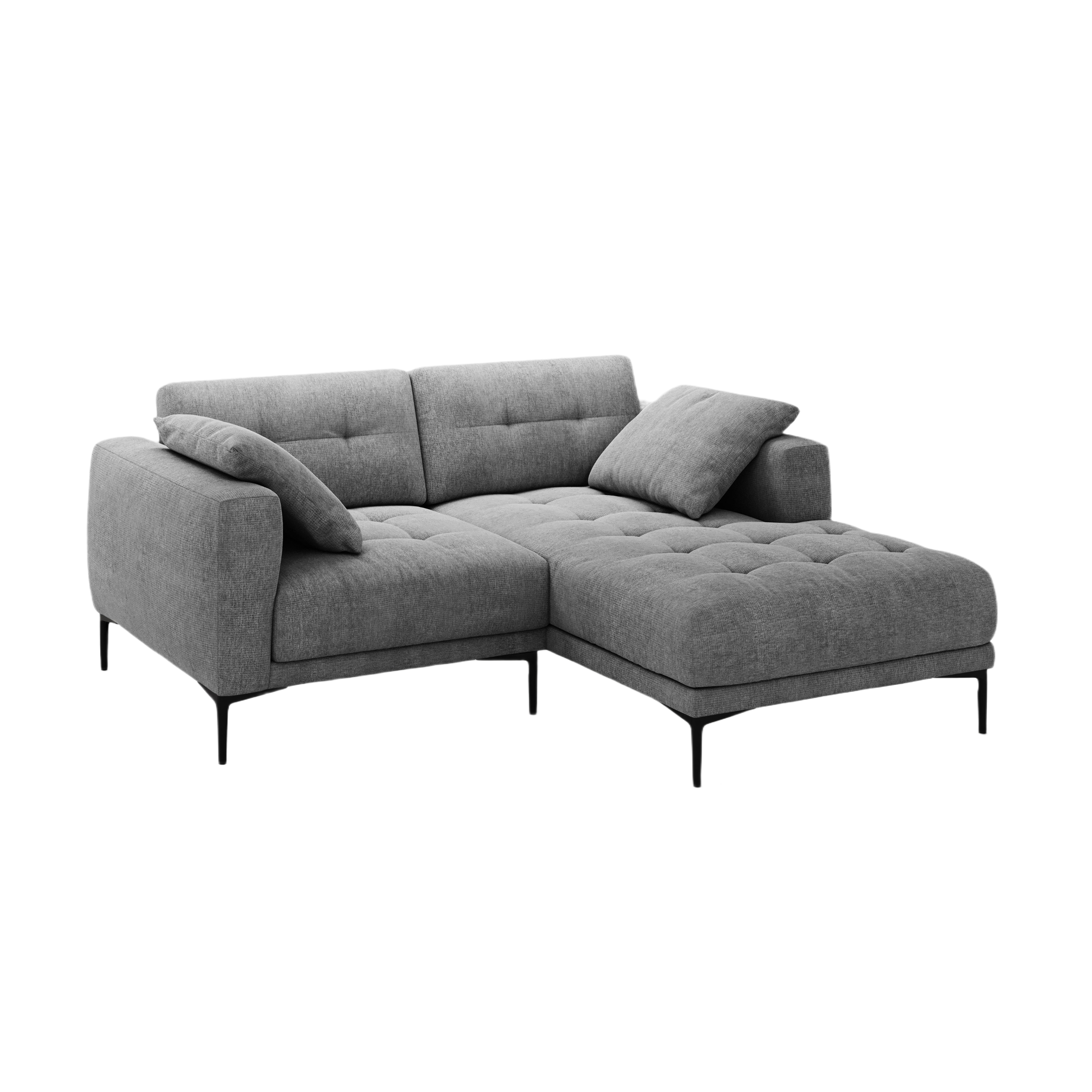 Right-facing corner sofa BEMY gray chenille